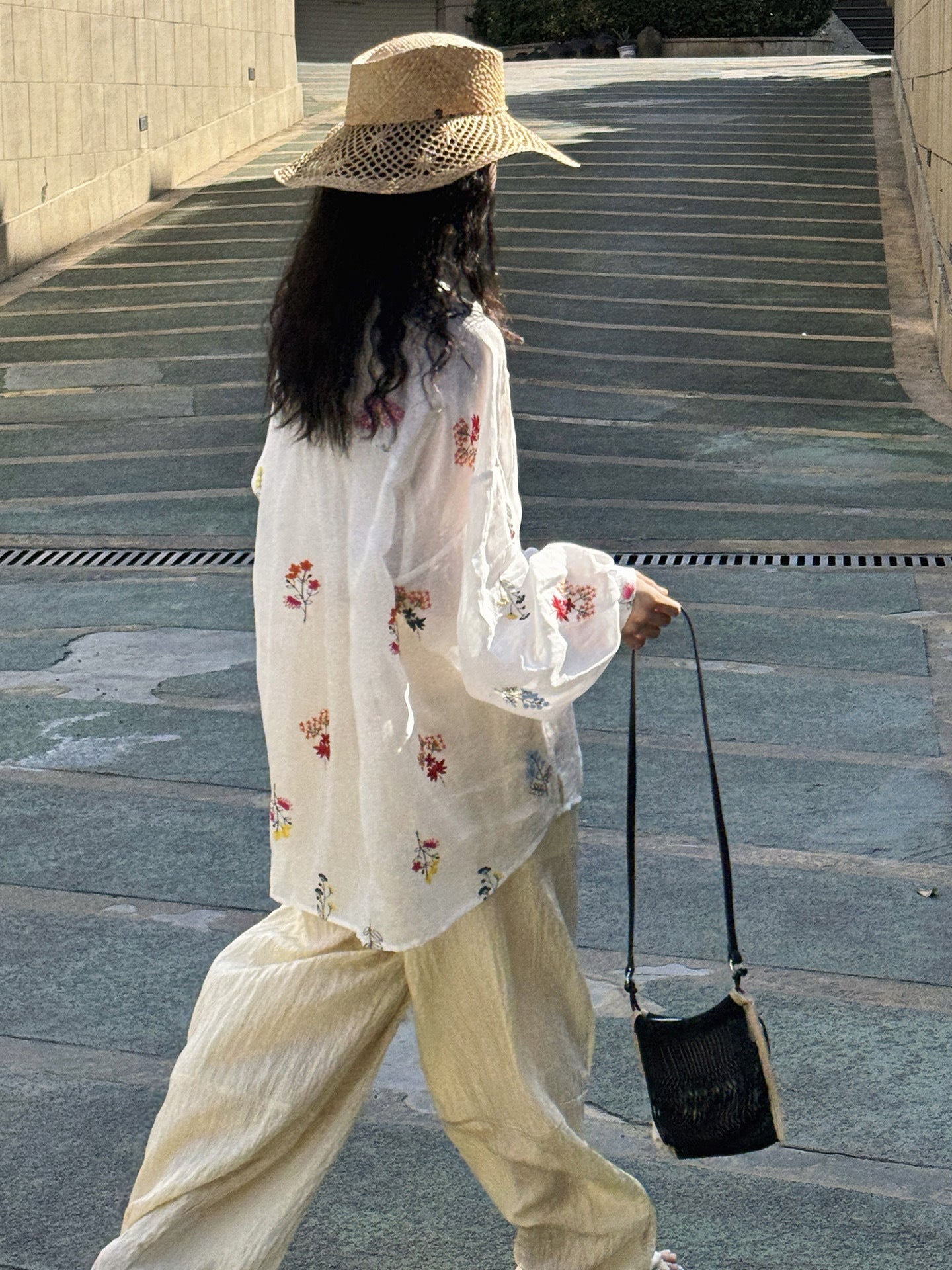 Embroidered Botanical Sheer Shirt