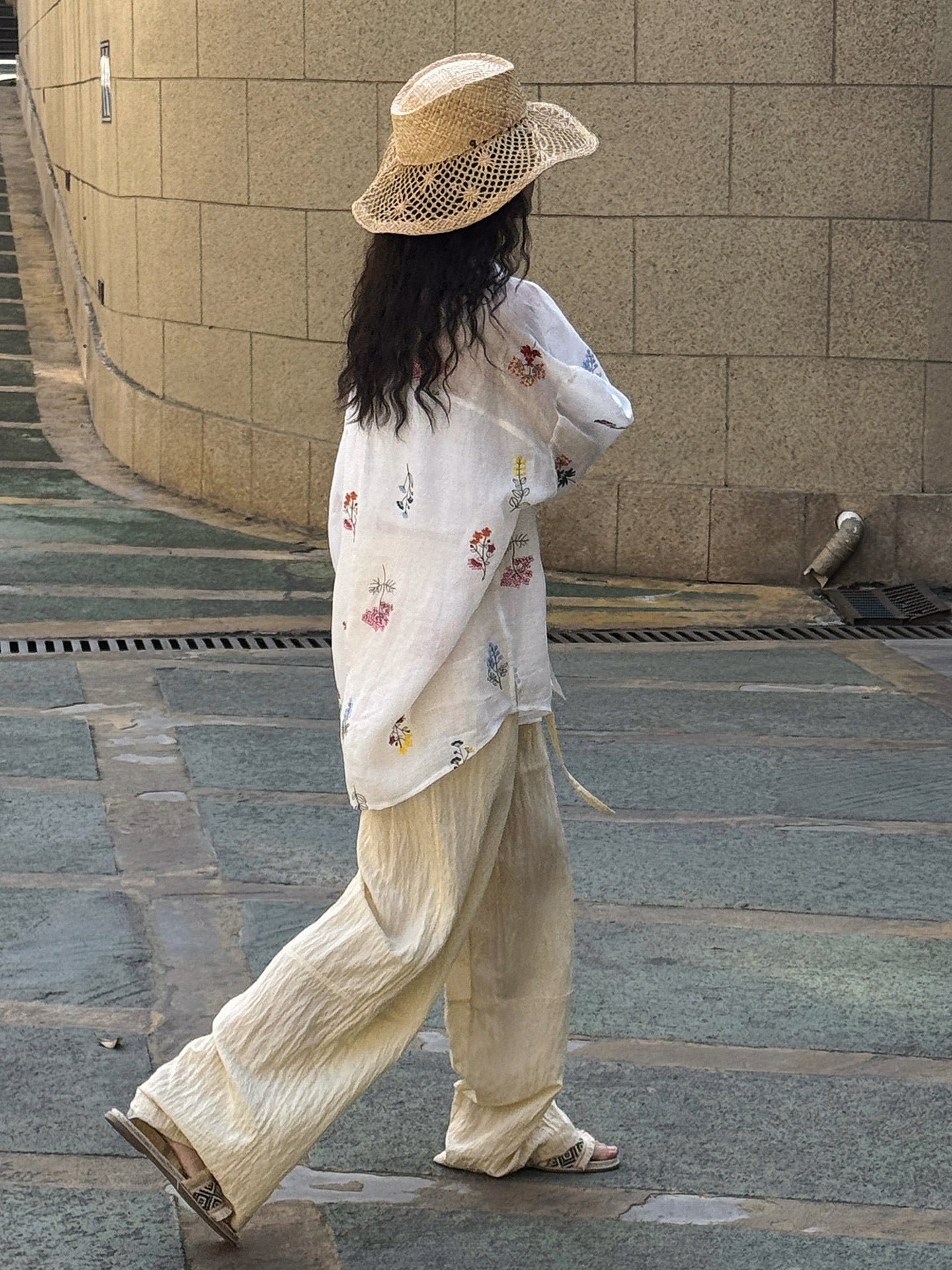 Embroidered Botanical Sheer Shirt