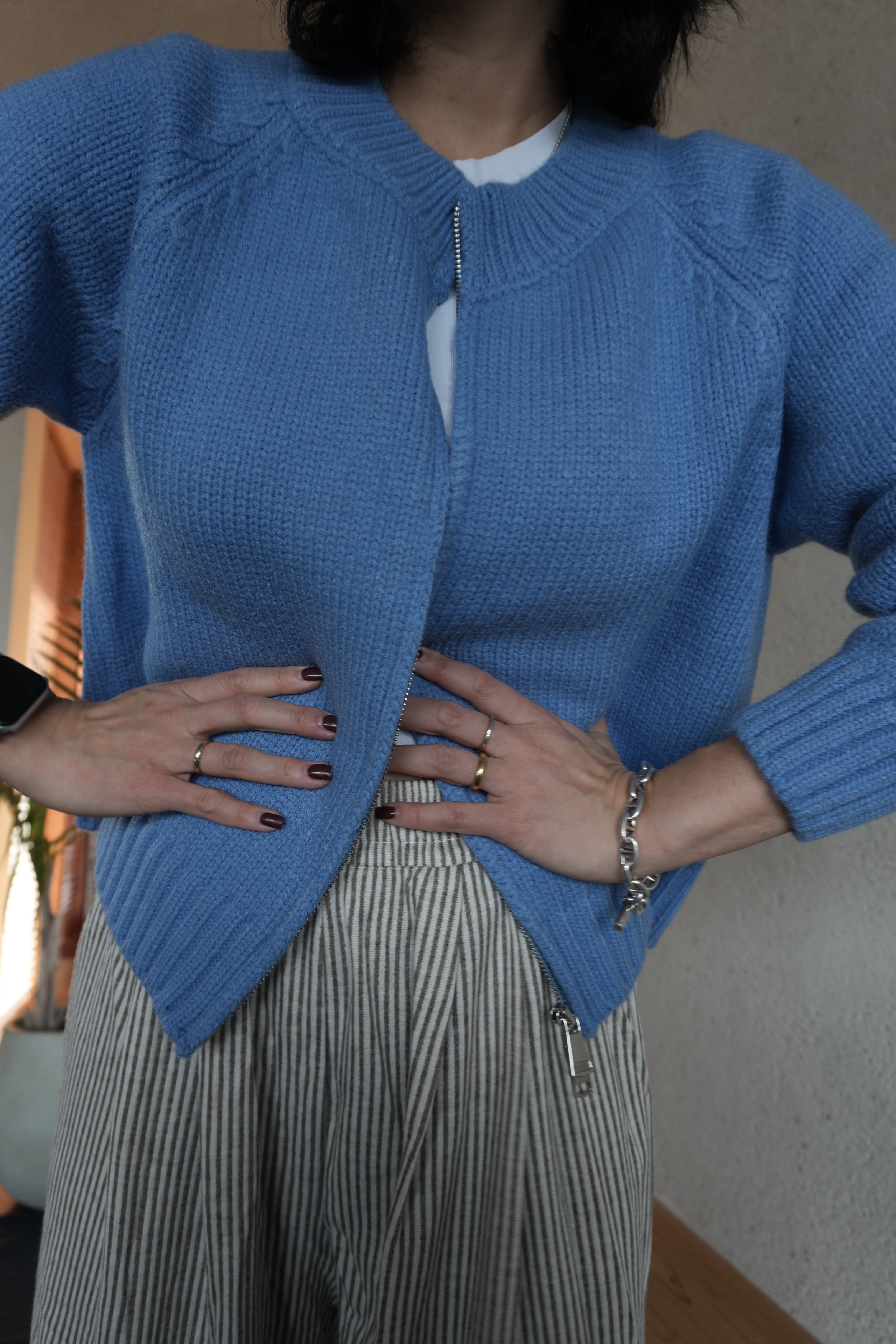 Blue zip knit