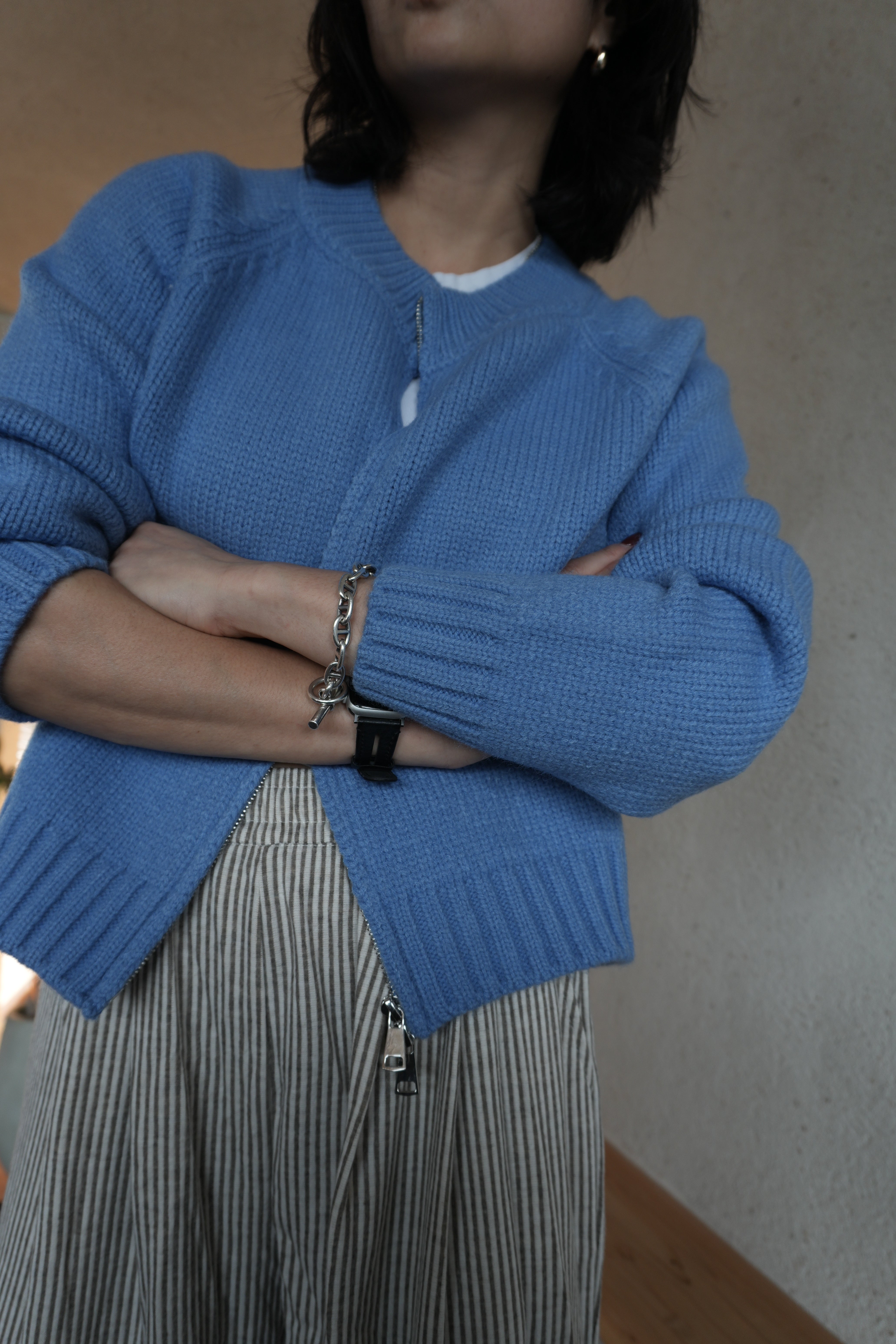Blue zip knit