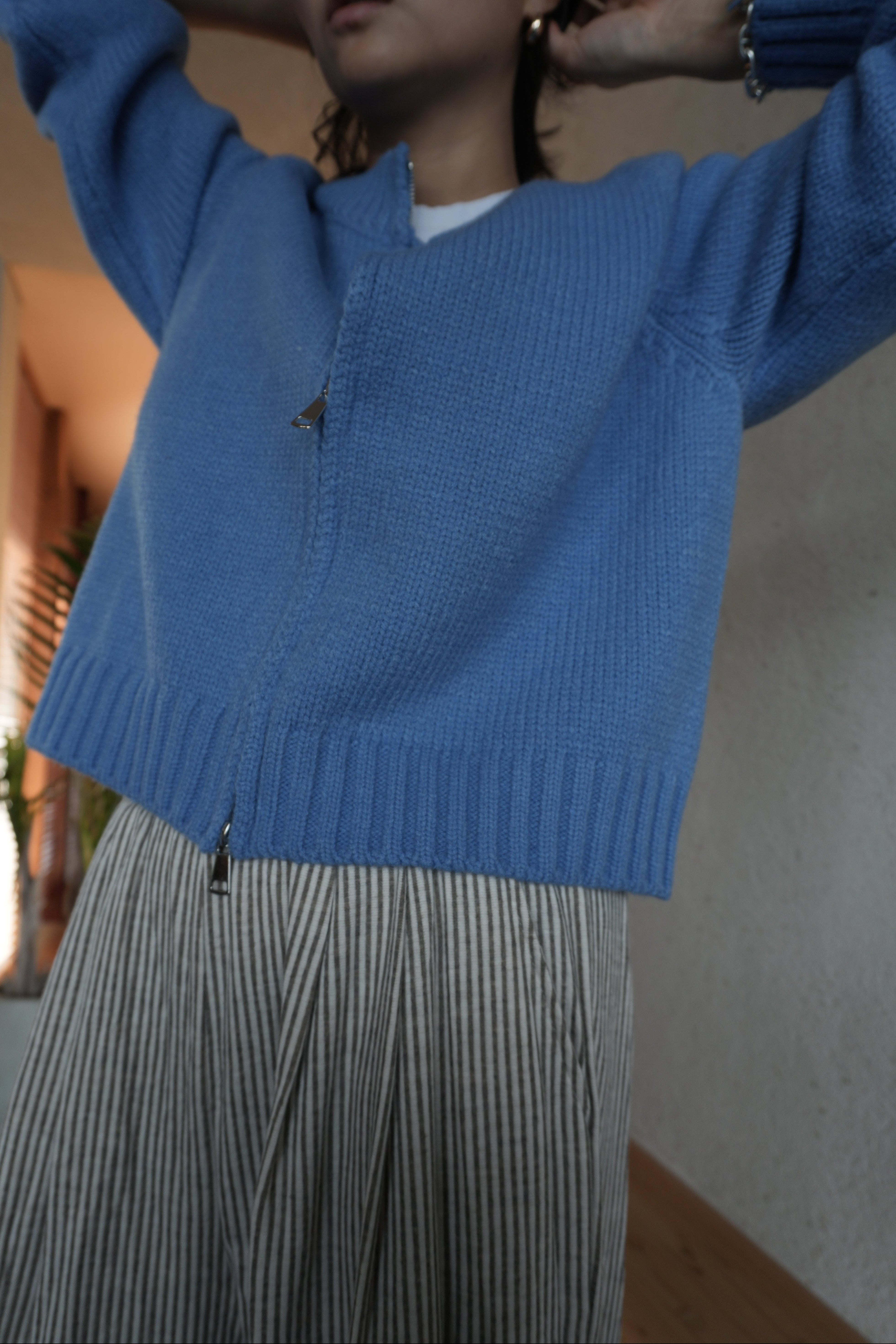 Blue zip knit