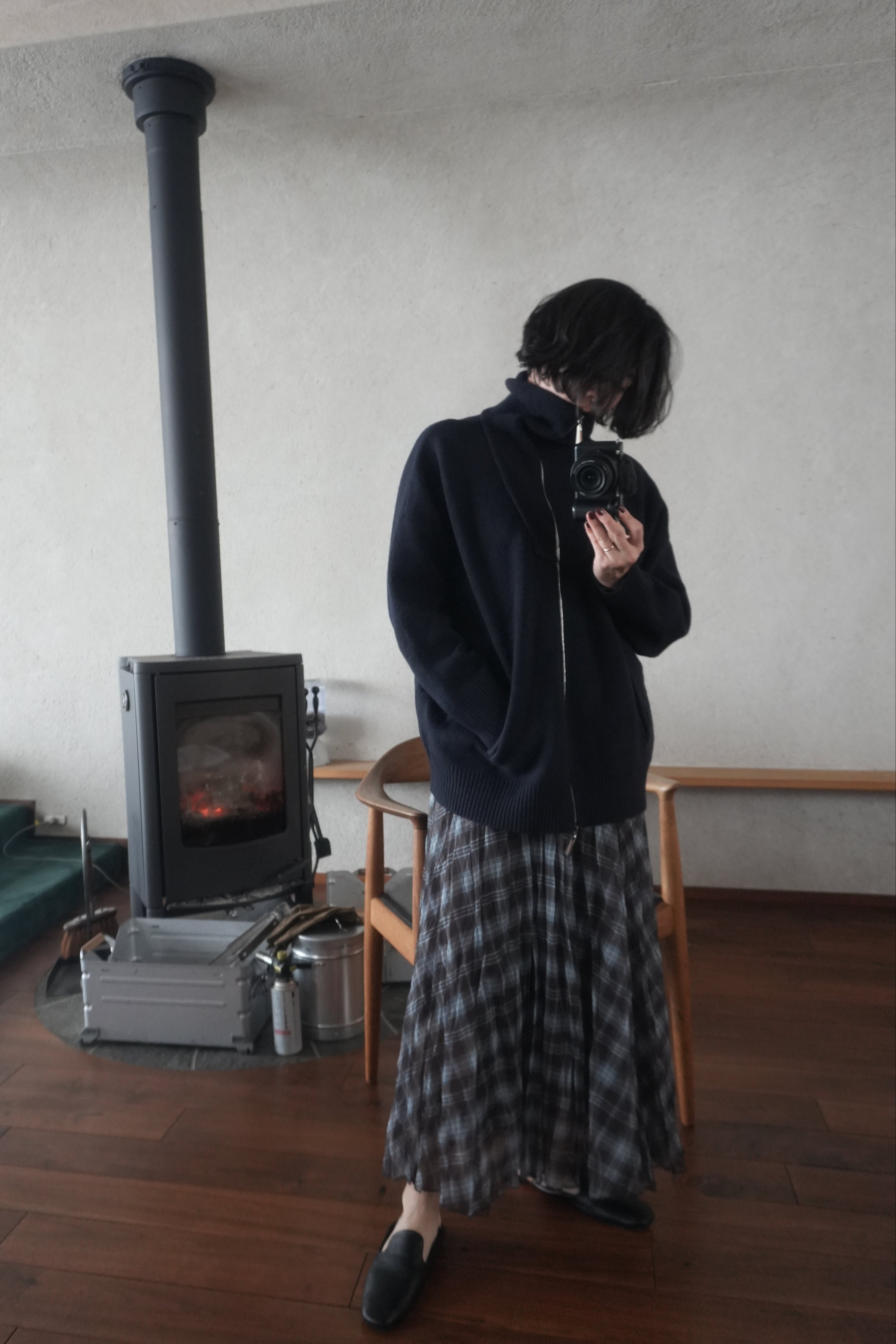 Structured Zip-up knit jacket