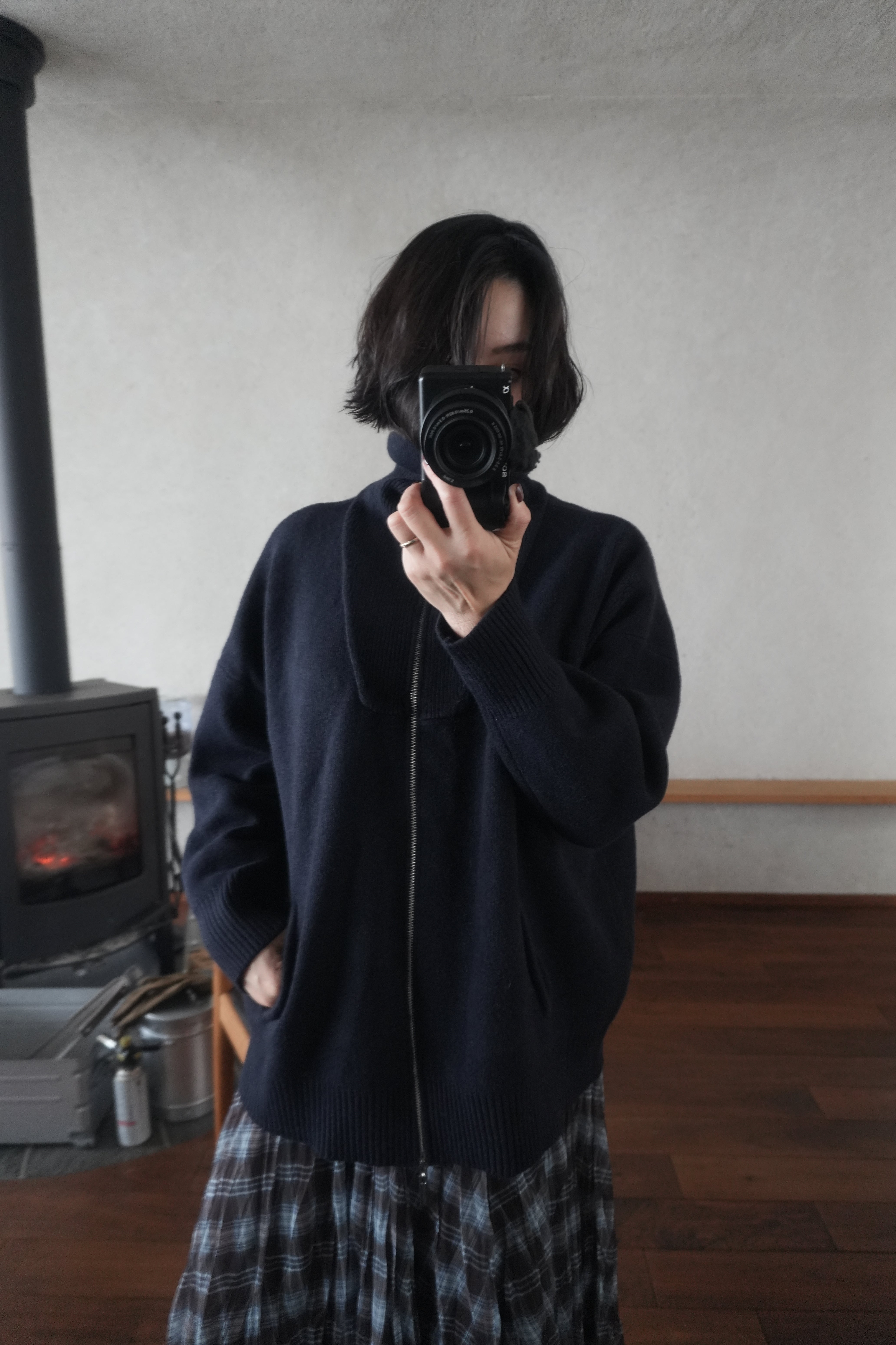 Structured Zip-up knit jacket