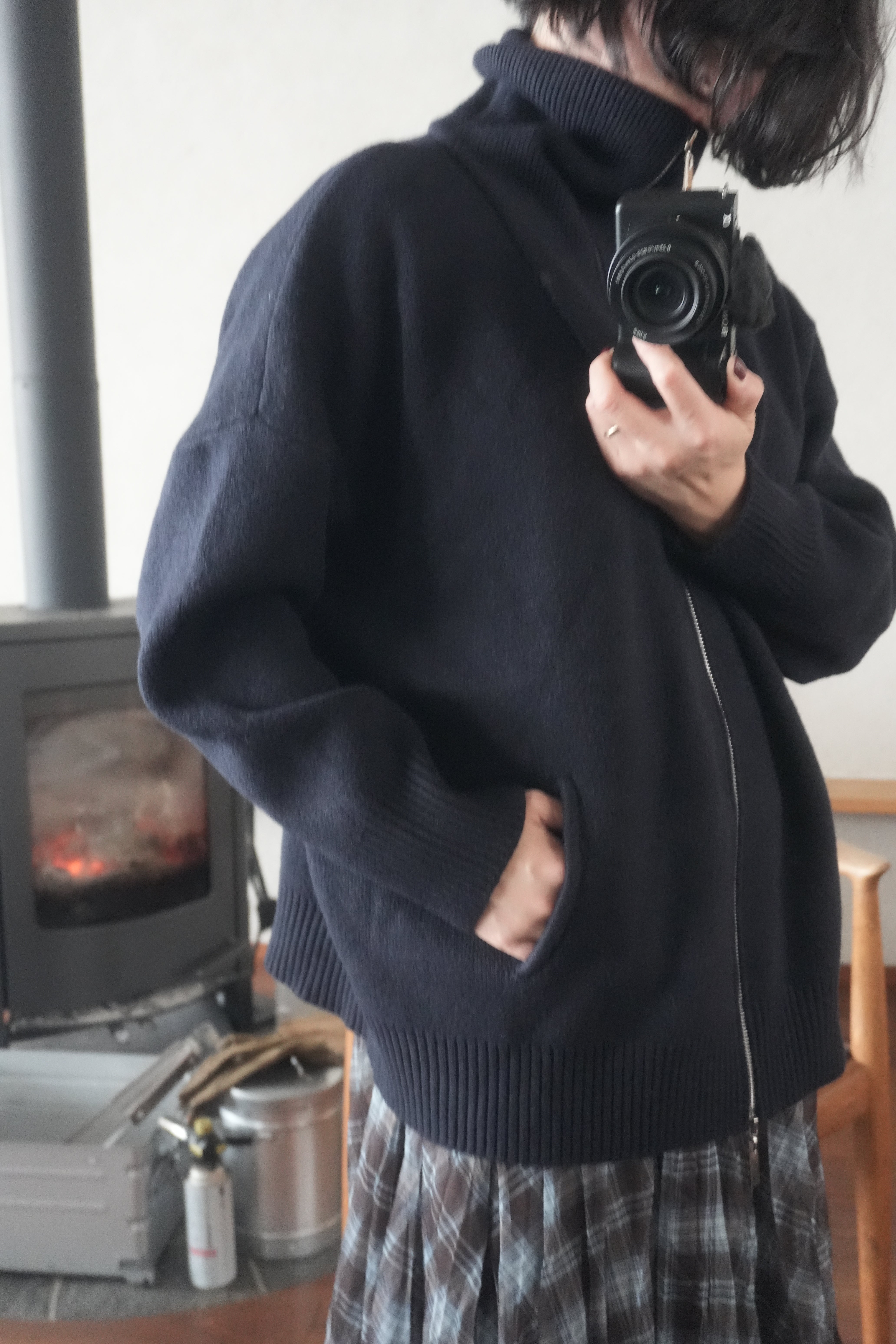 Structured Zip-up knit jacket