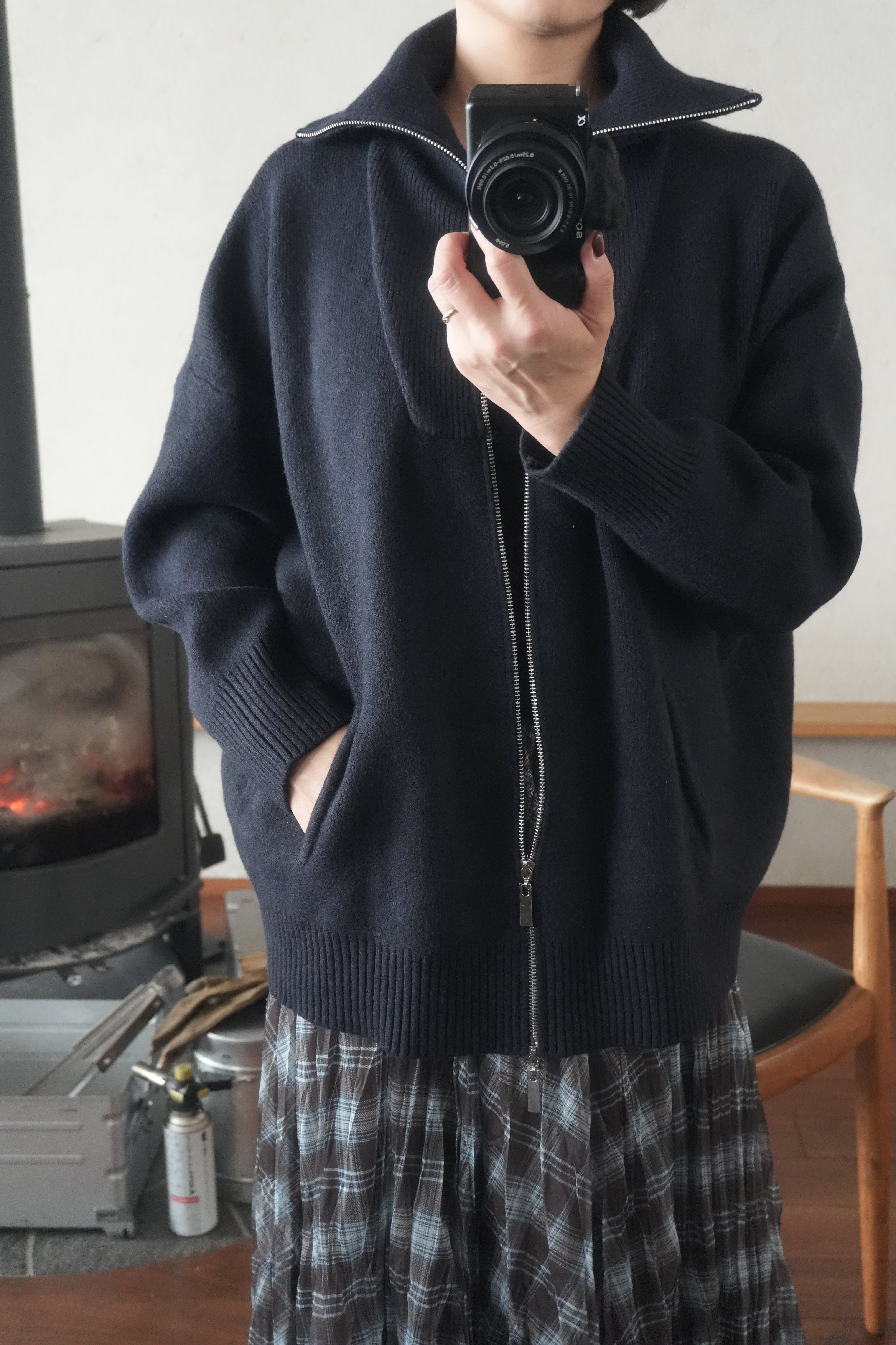 Structured Zip-up knit jacket