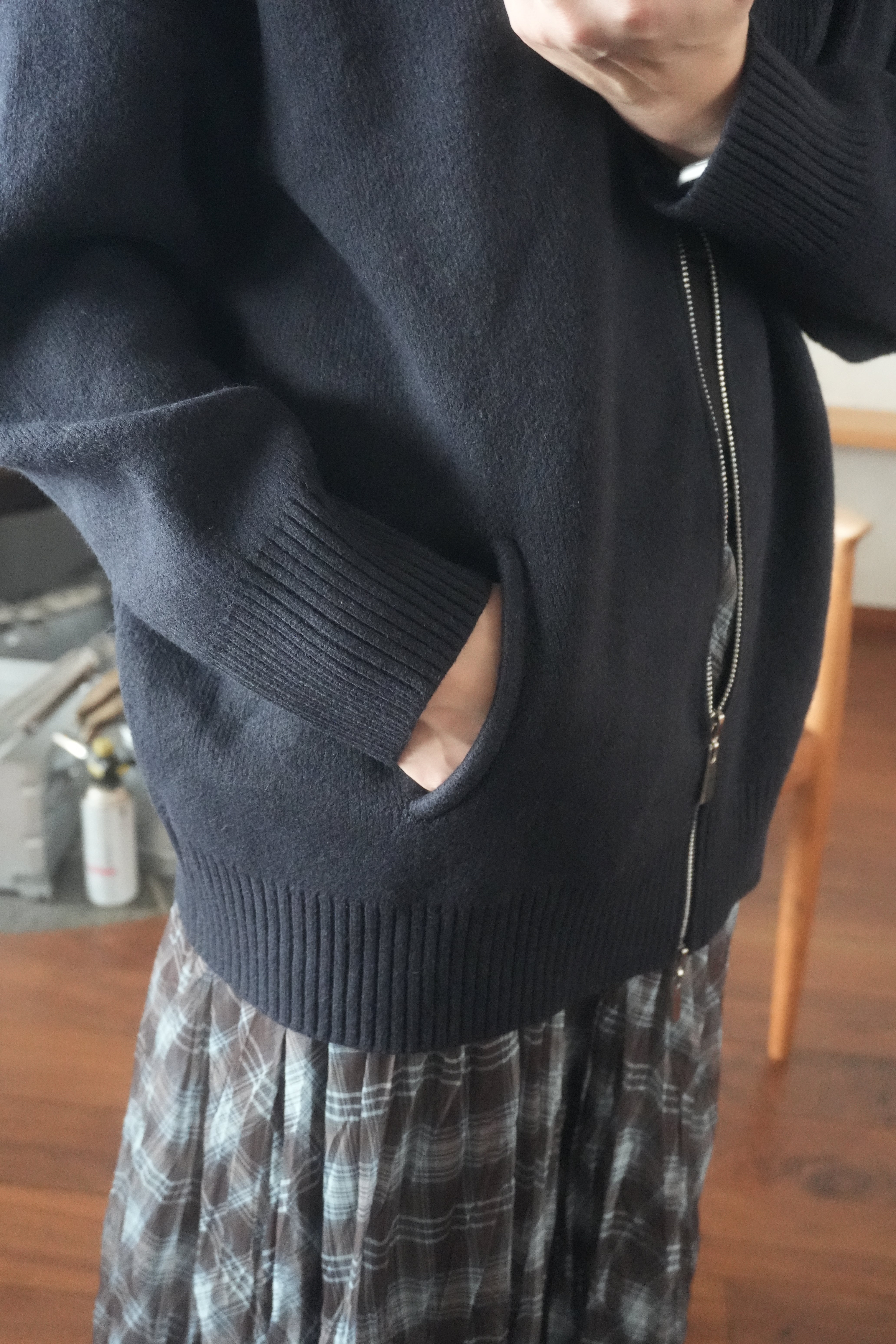 Structured Zip-up knit jacket