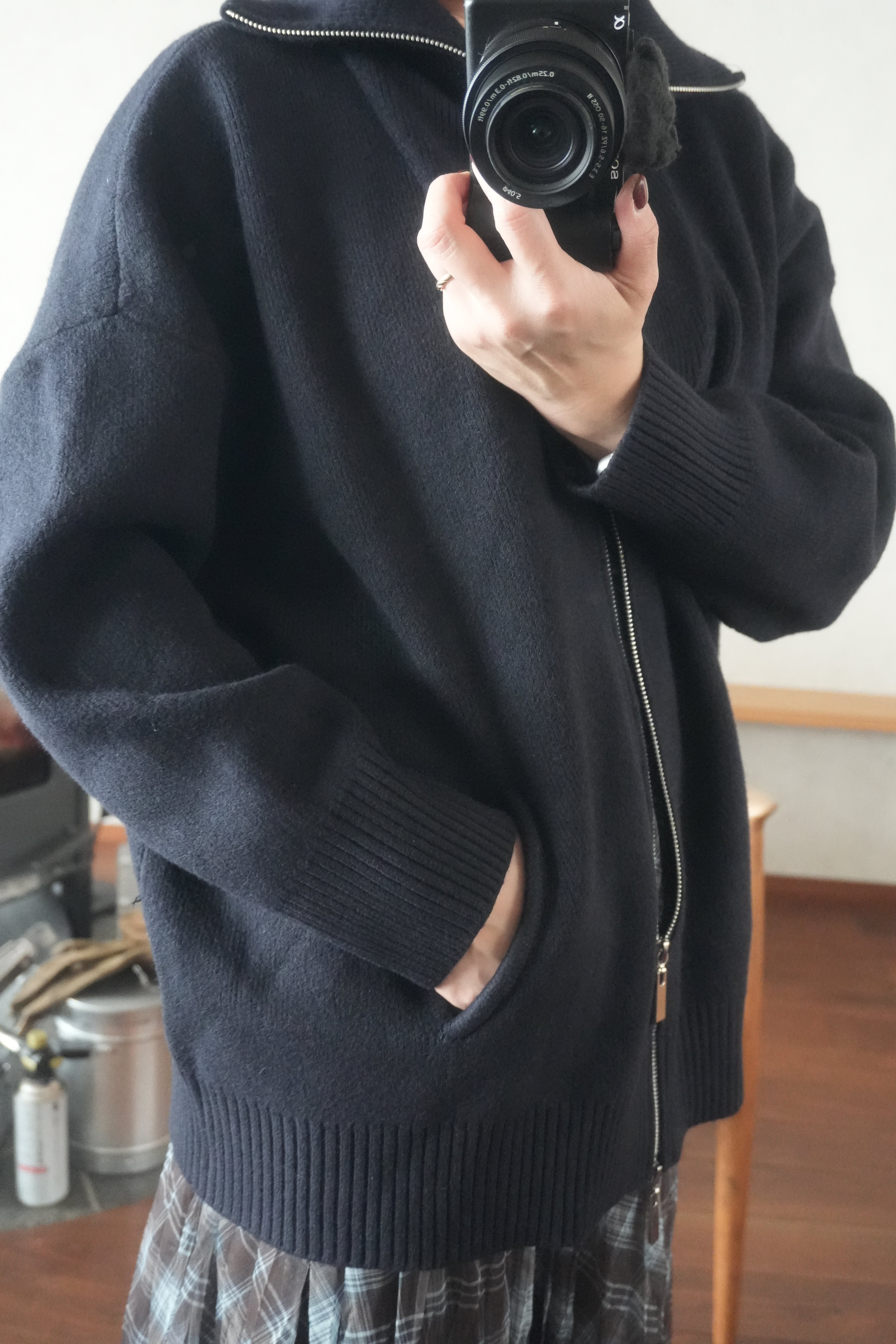 Structured Zip-up knit jacket