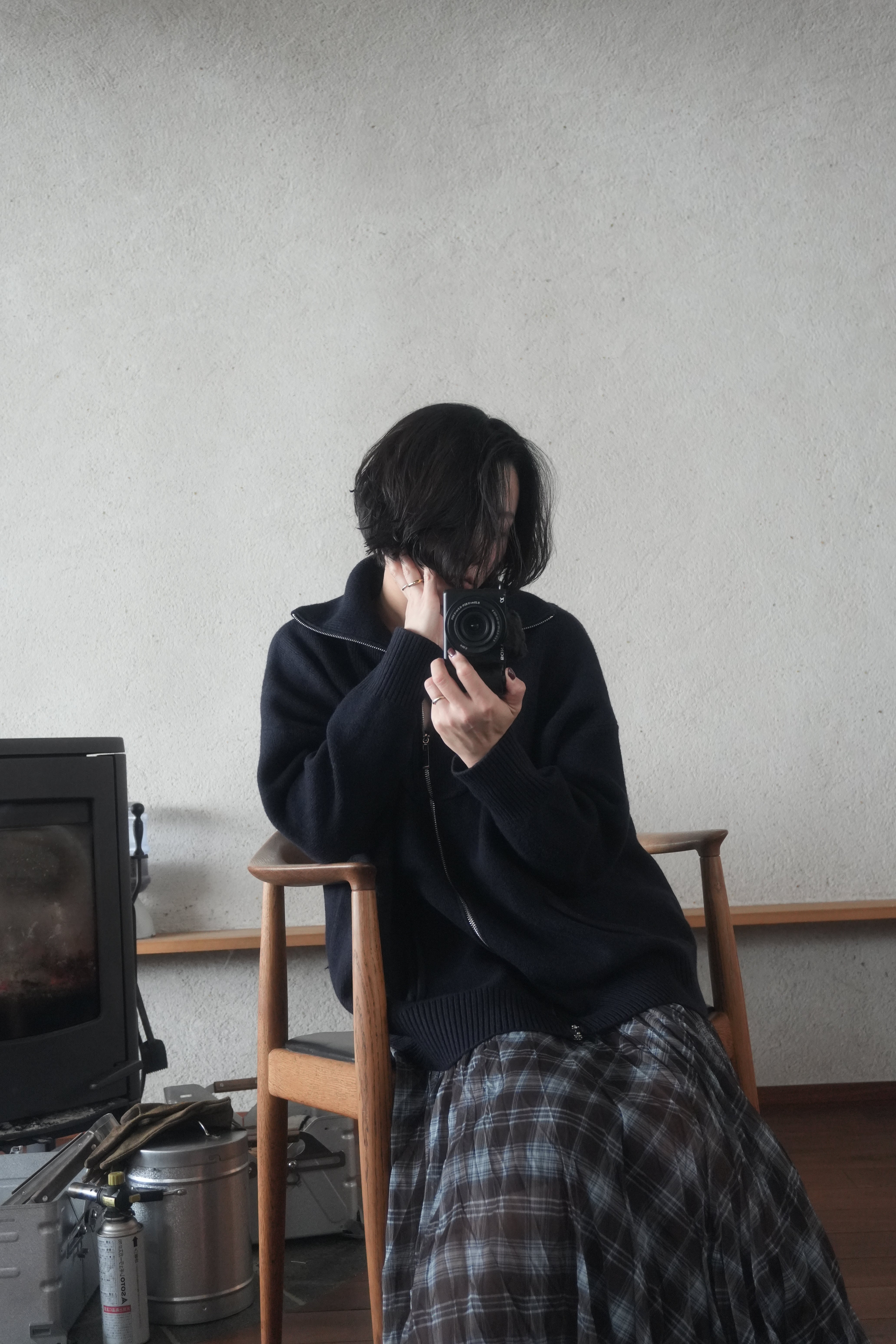 Structured Zip-up knit jacket