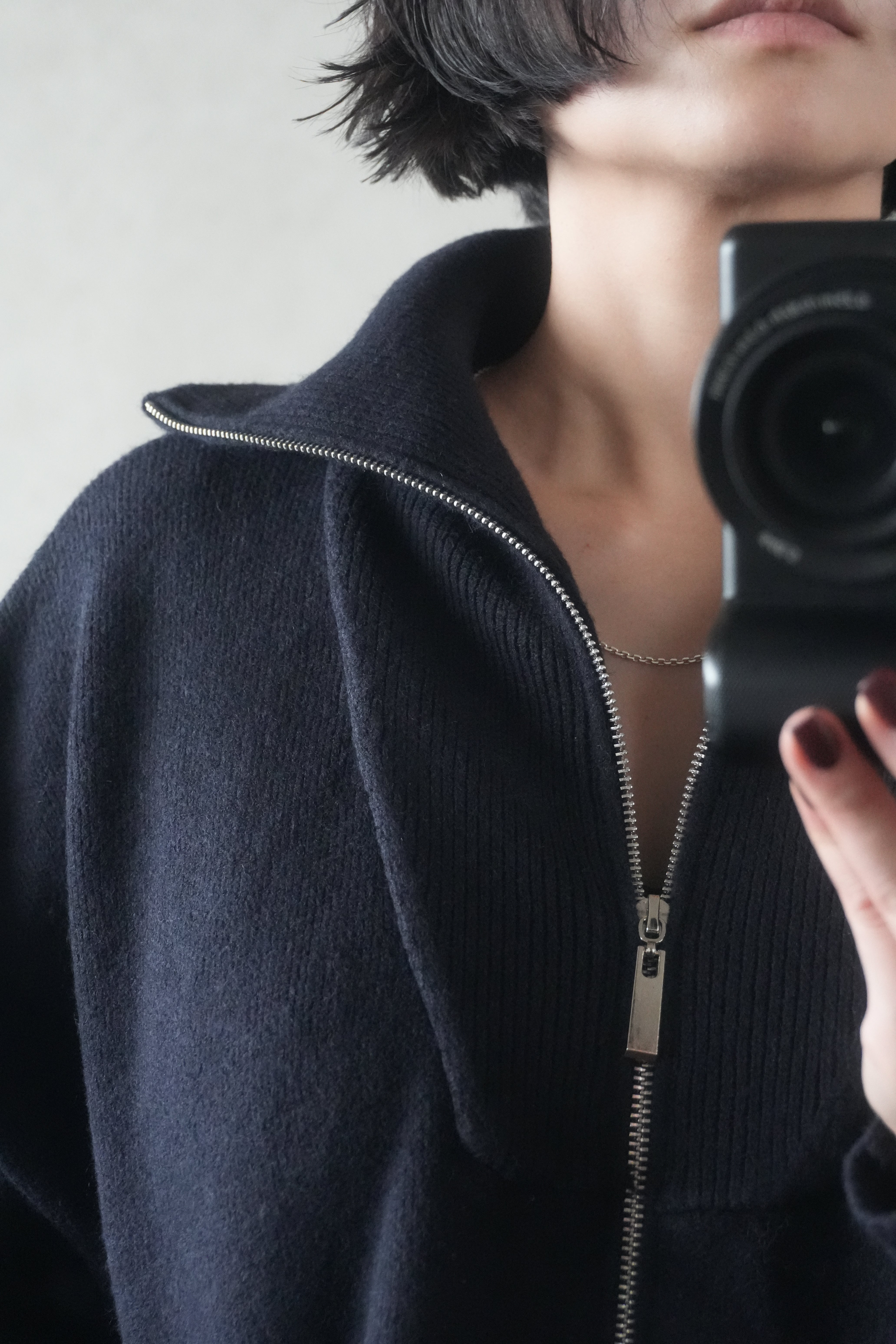 Structured Zip-up knit jacket