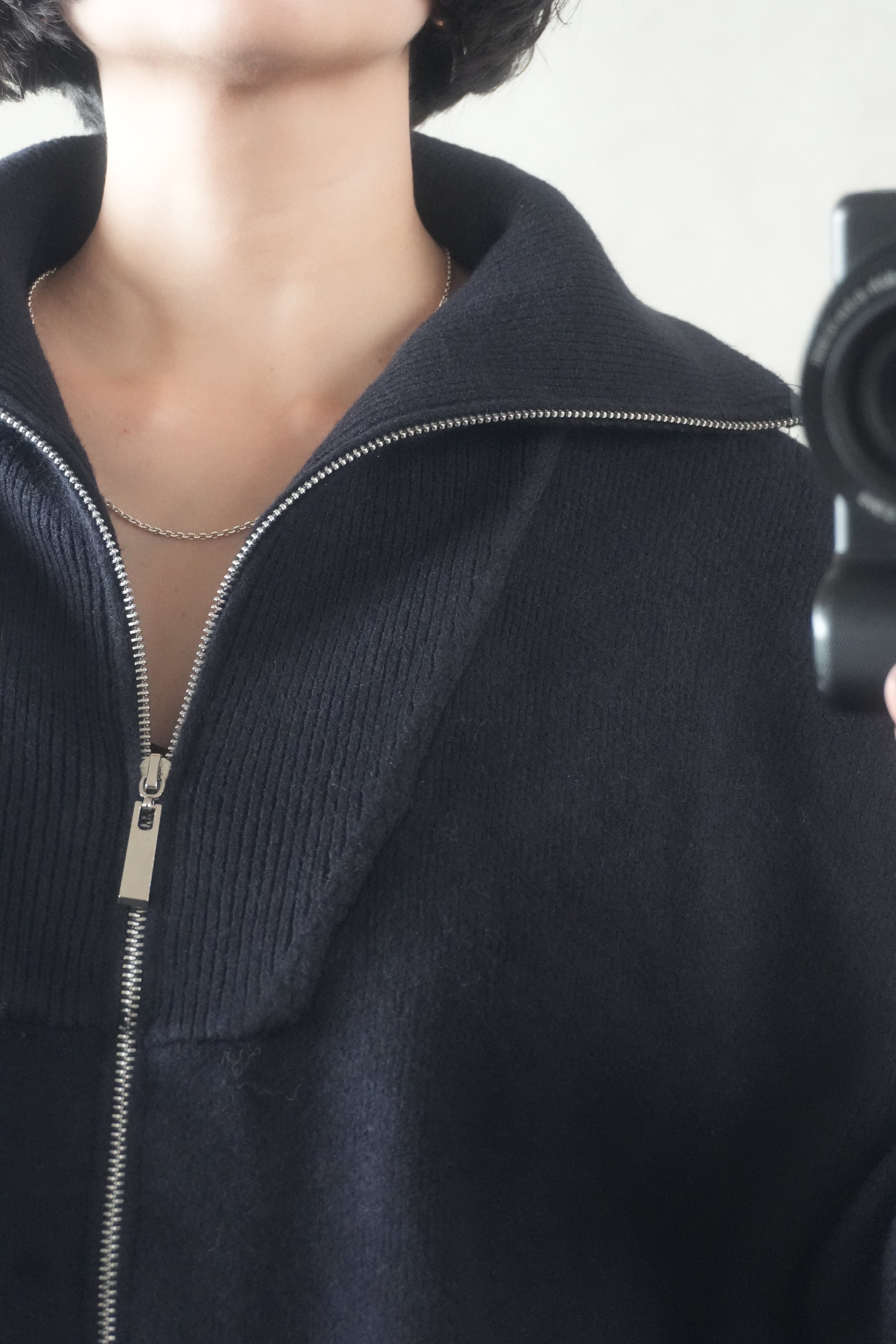 Structured Zip-up knit jacket