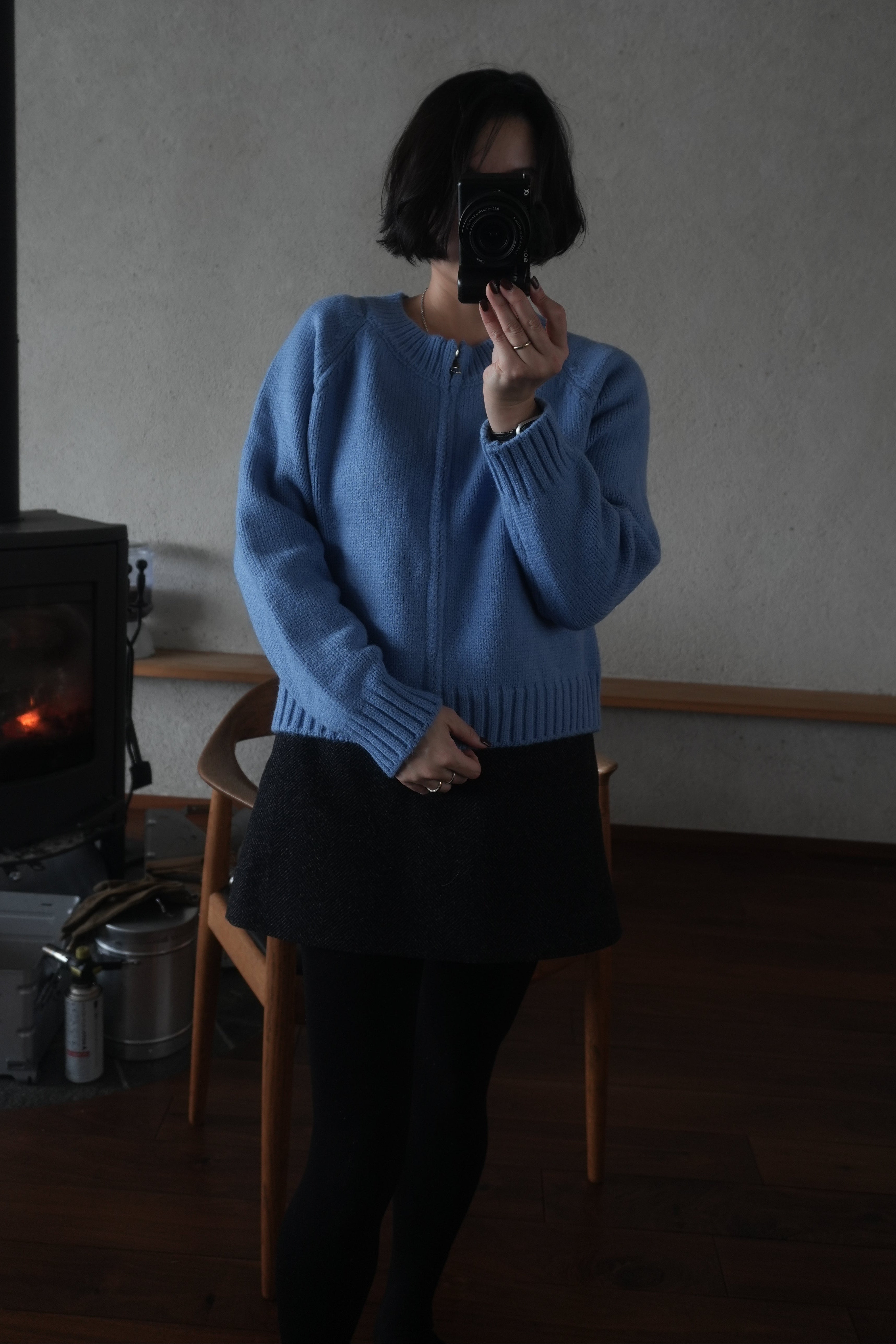 Blue zip knit