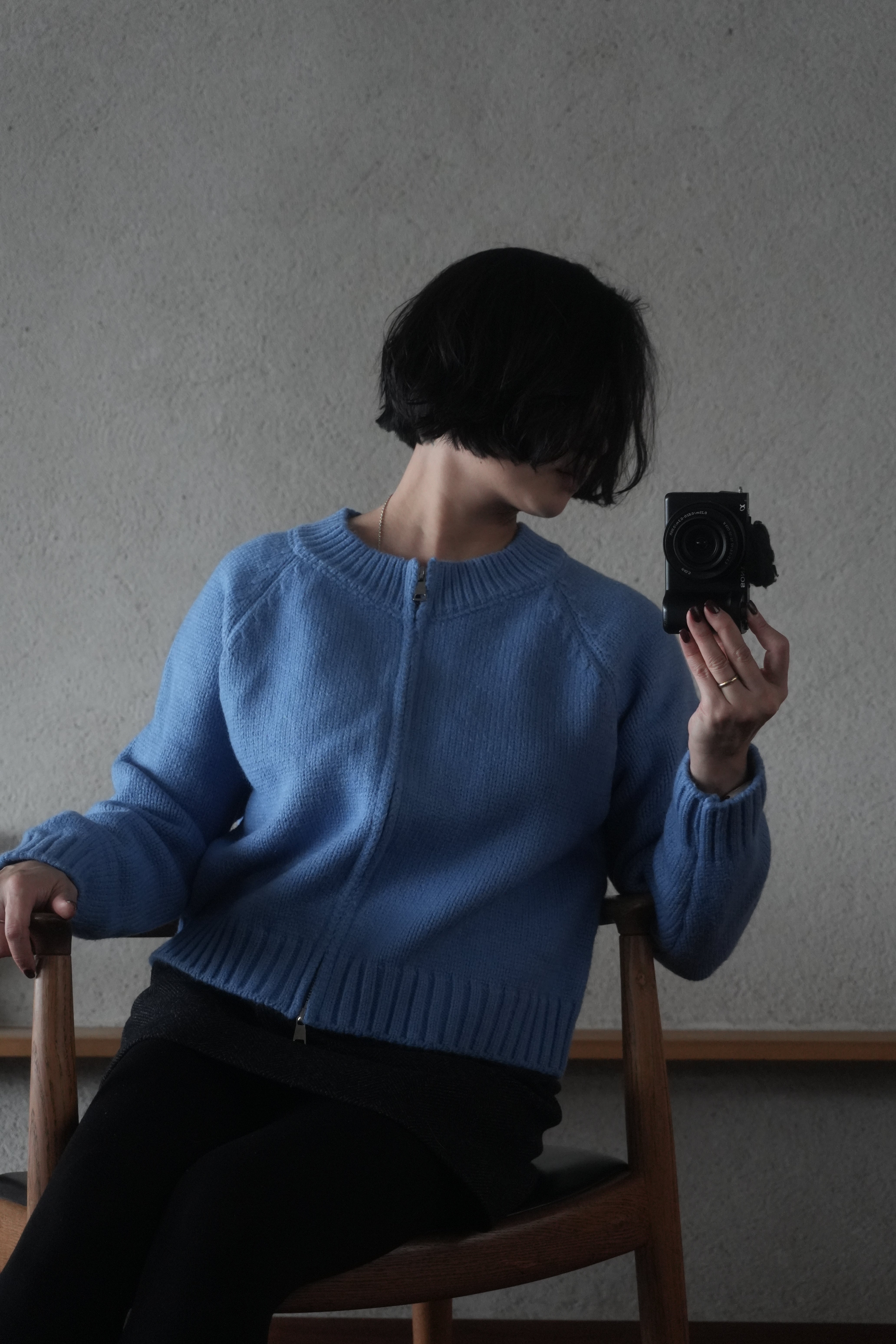 Blue zip knit
