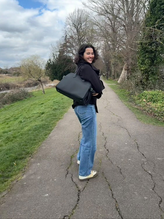 Real leather boston bag