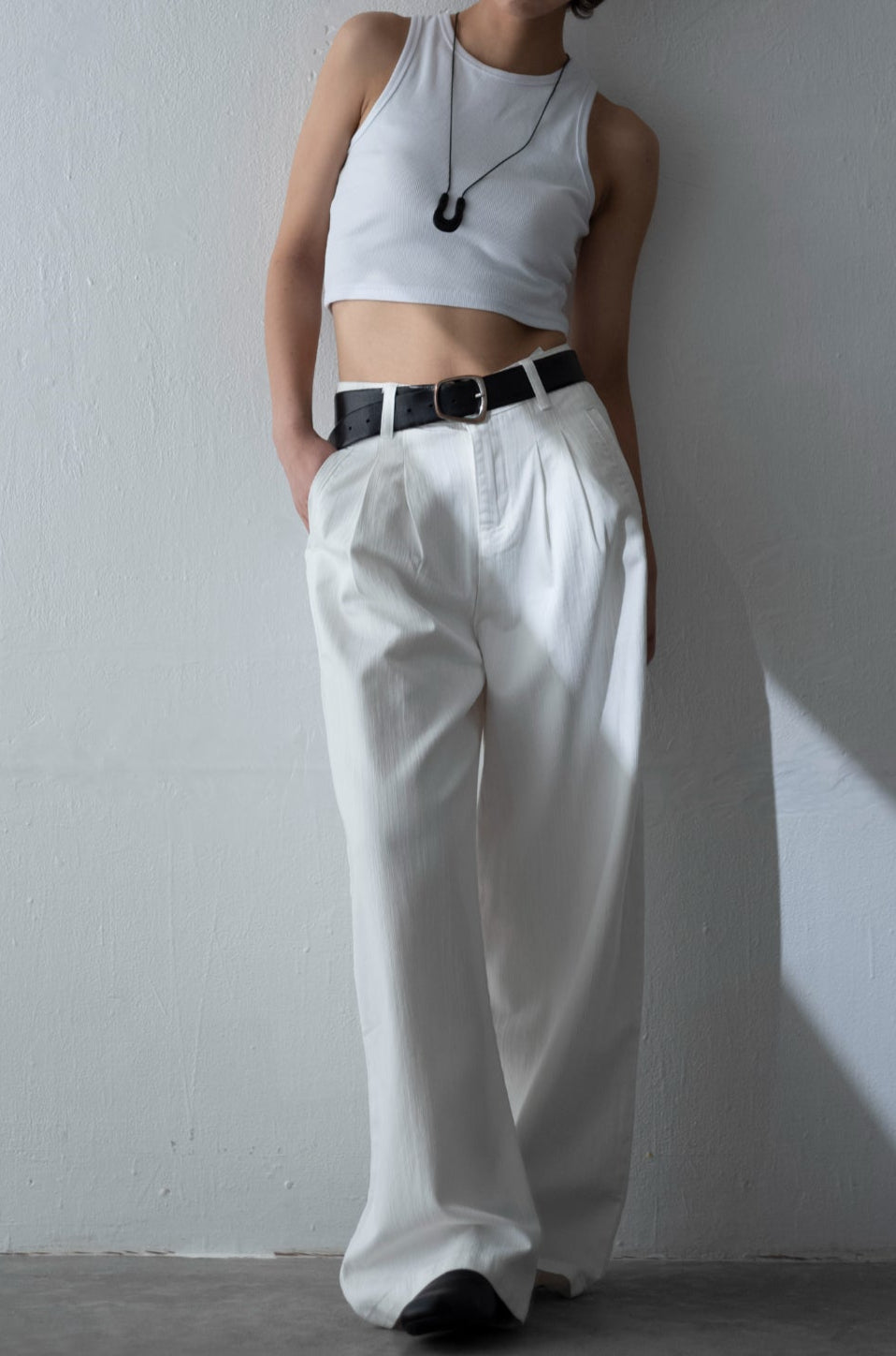 Cotton White wide trouser