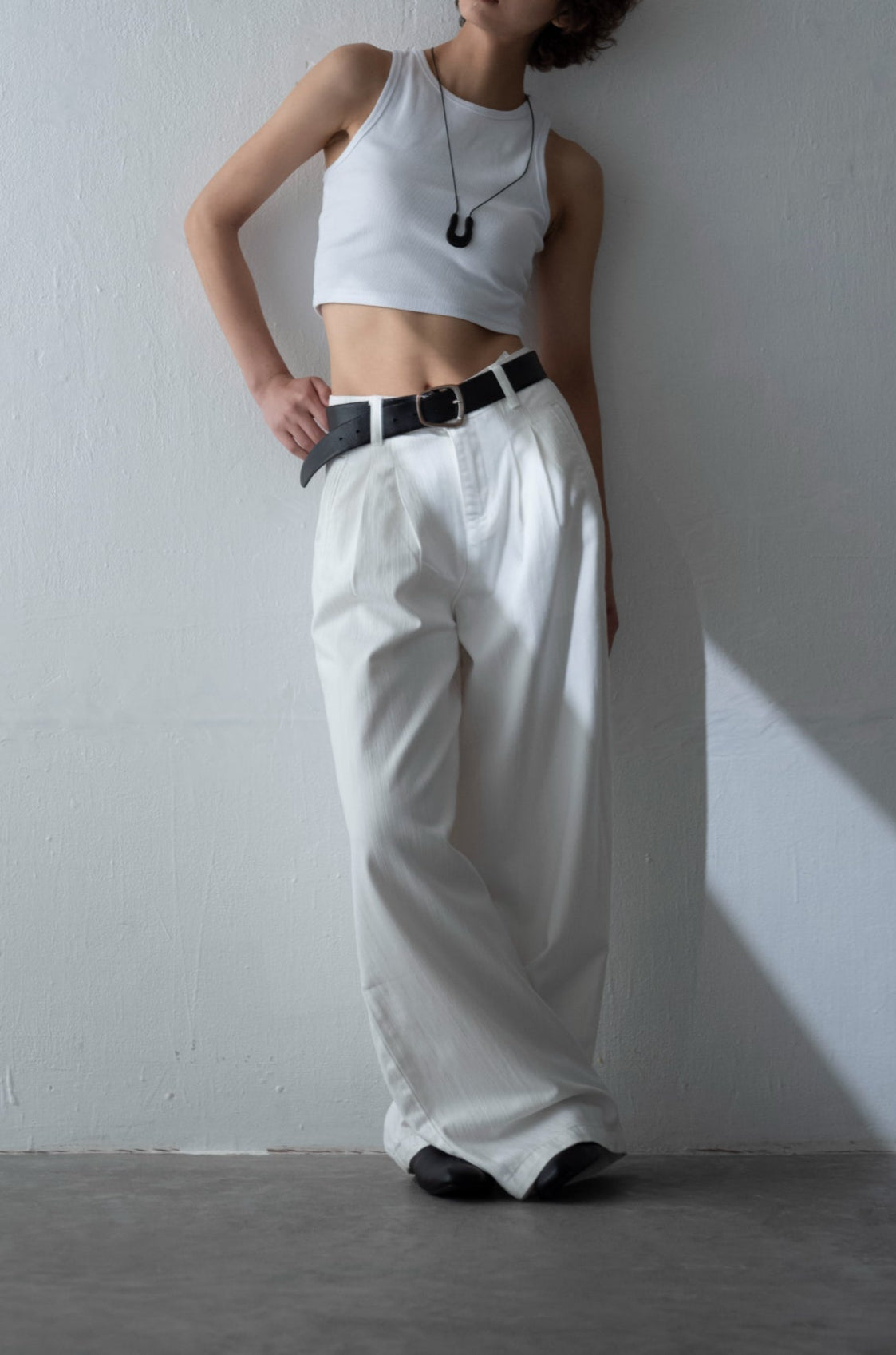 Cotton White wide trouser