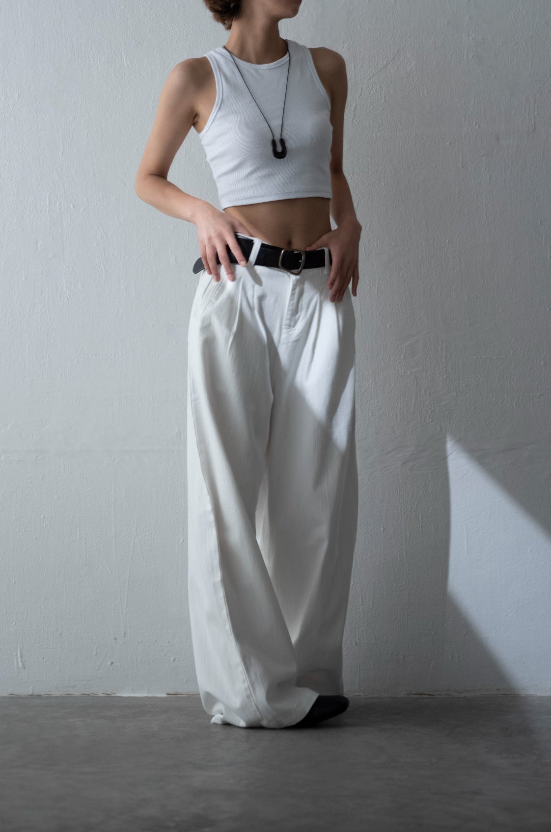 Cotton White wide trouser