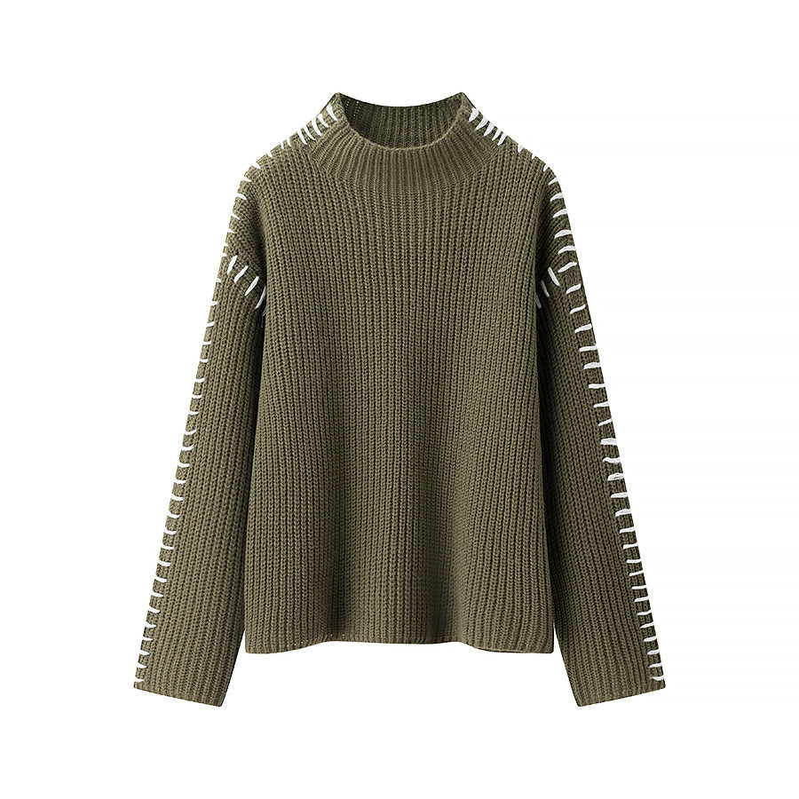 Contrast Stitch Knit Pullover