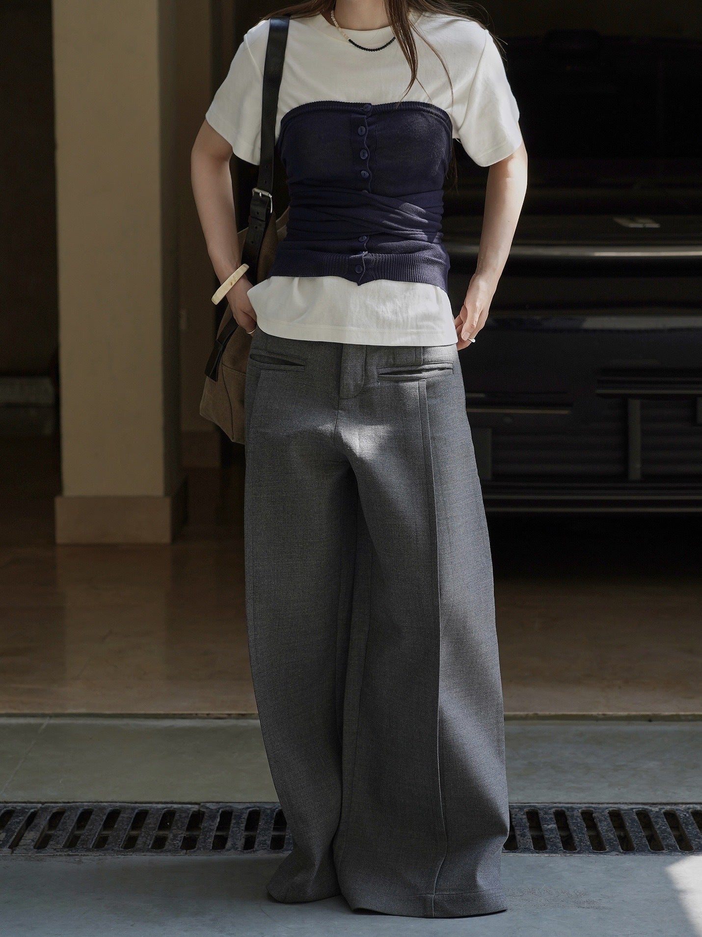 Knit Button Bustier