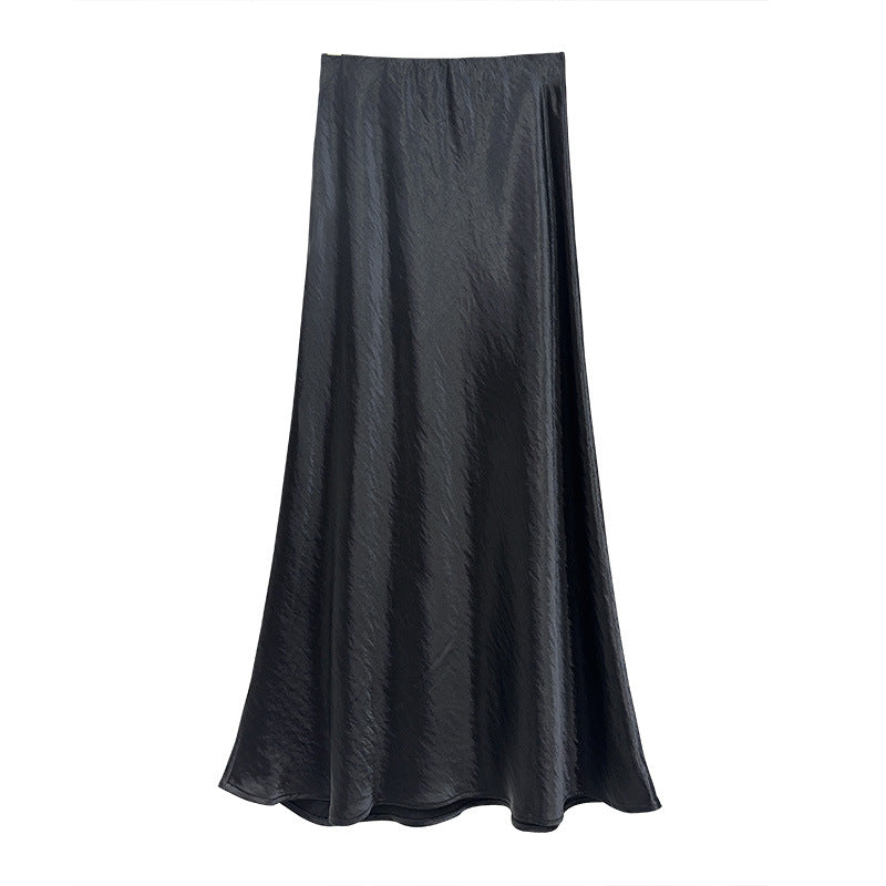 NEW|Glossy Flow Satin Skirt