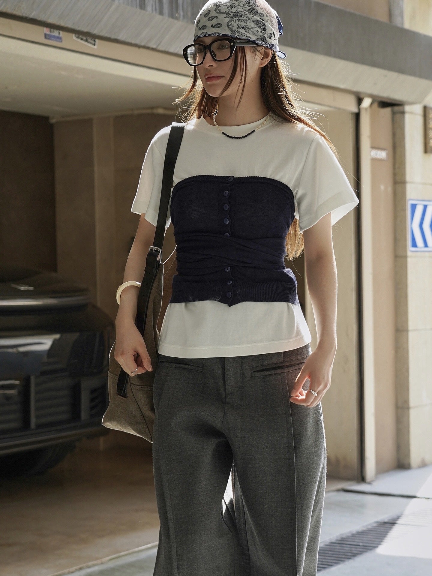 Knit Button Bustier