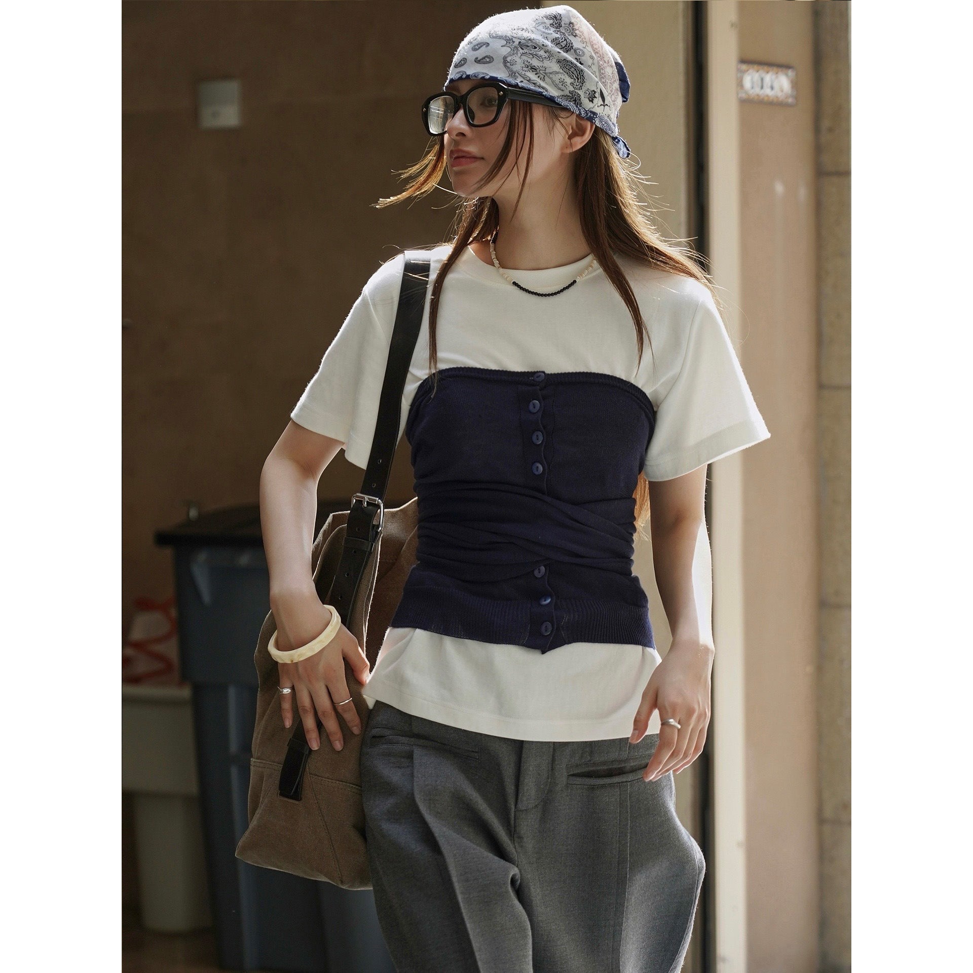 Knit Button Bustier