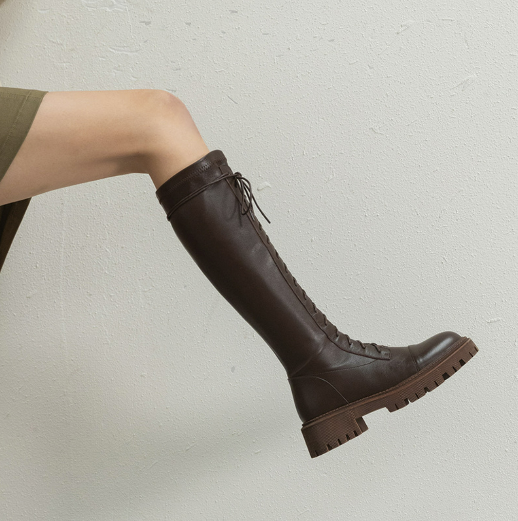 Leather lace-up boots