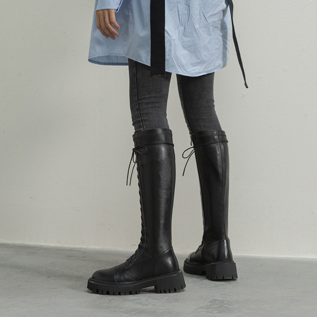 Leather lace-up boots