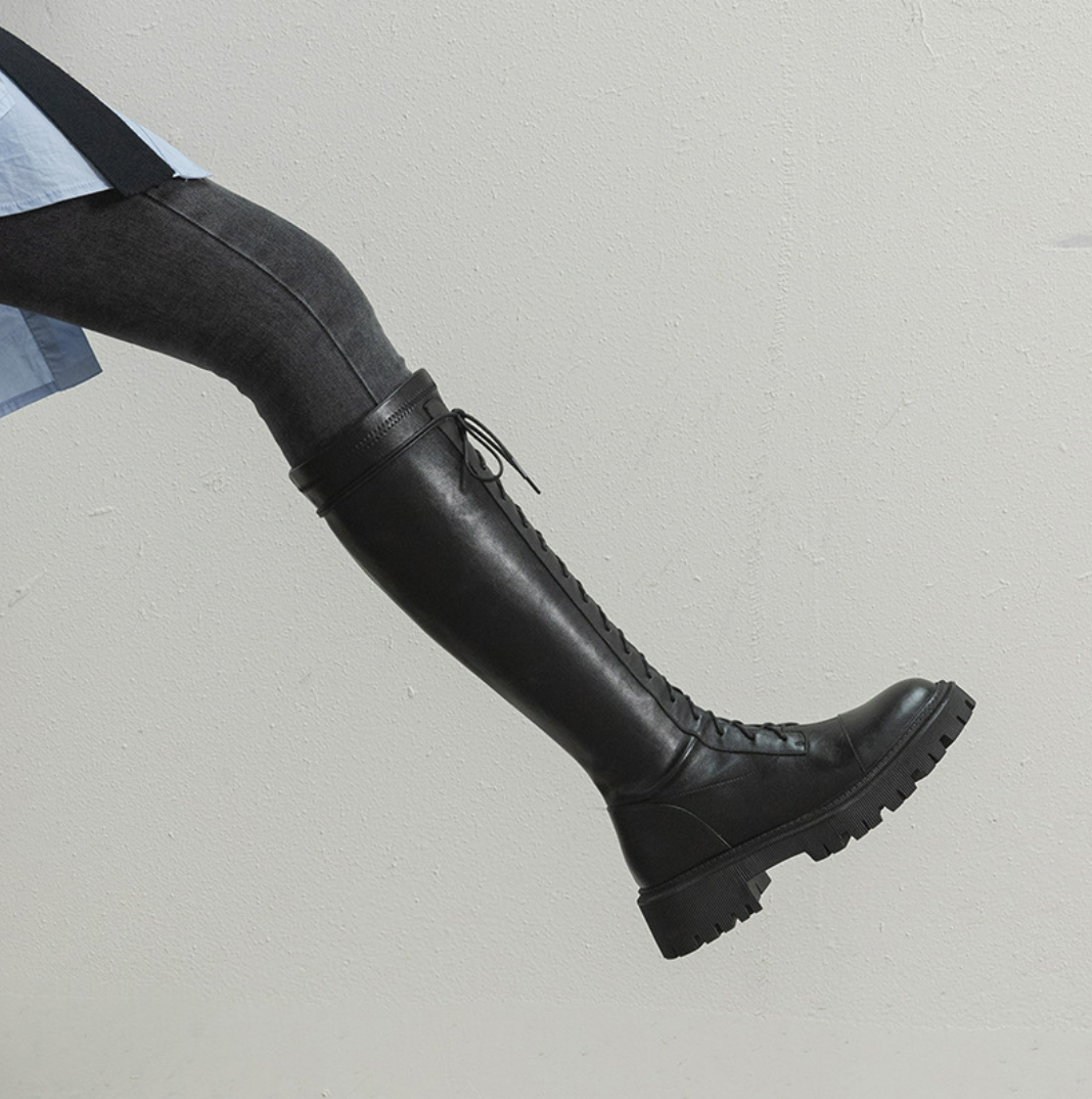 Leather lace-up boots