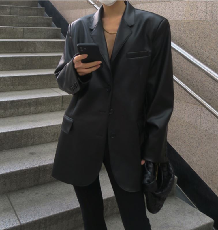 Vegan leather blazer