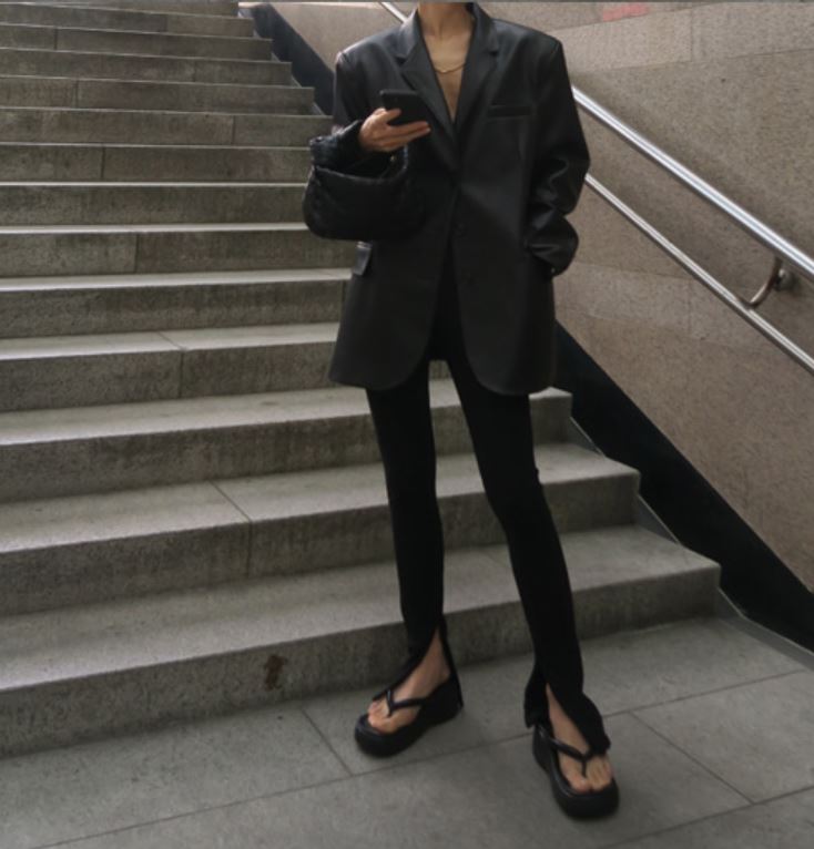 Vegan leather blazer