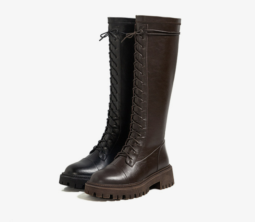 Leather lace-up boots