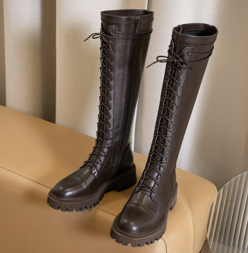 Leather lace-up boots