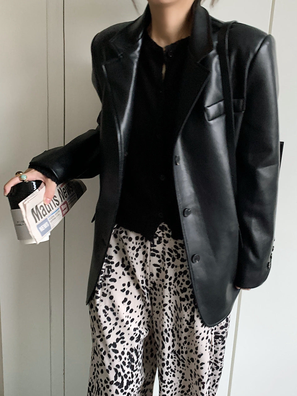 Vegan leather blazer