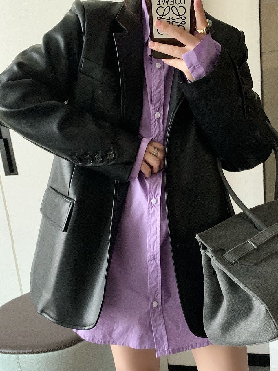Vegan leather blazer