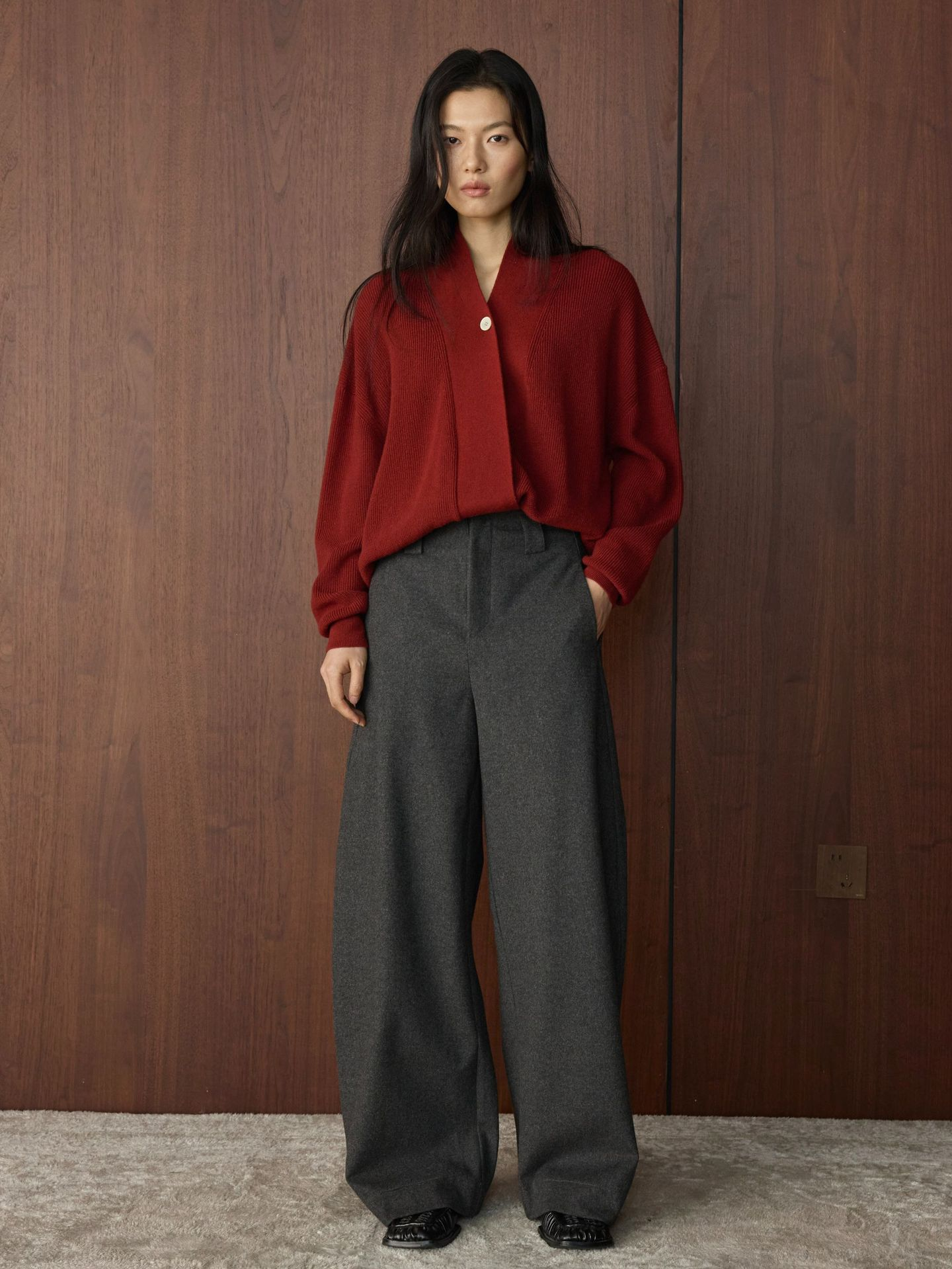 Structured Wool Wide Pants
