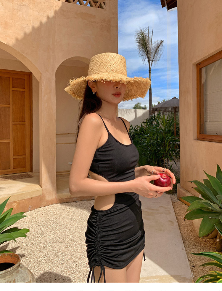 Side-Ruched Tankini Dress Swimsuit