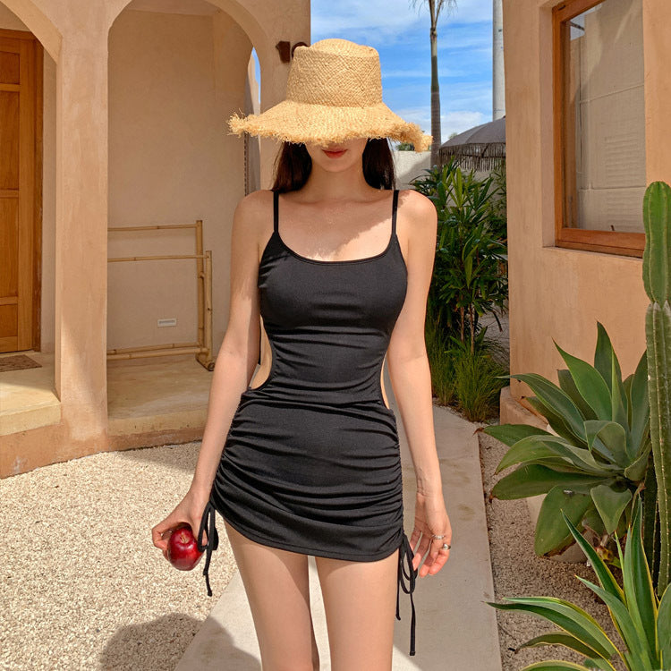 Side-Ruched Tankini Dress Swimsuit