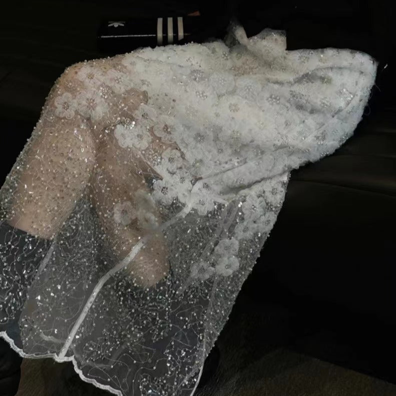 beaded see-through skirt