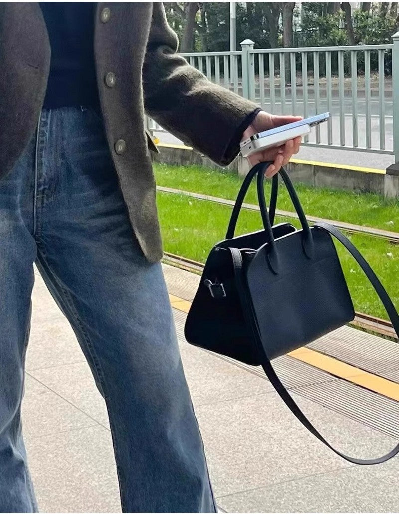 Real leather boston bag