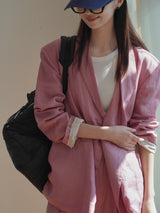 pink linen suits