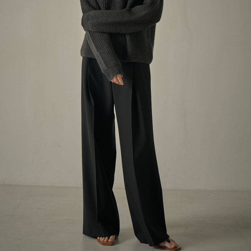 Center pressed wool trousers