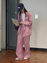 pink linen suits