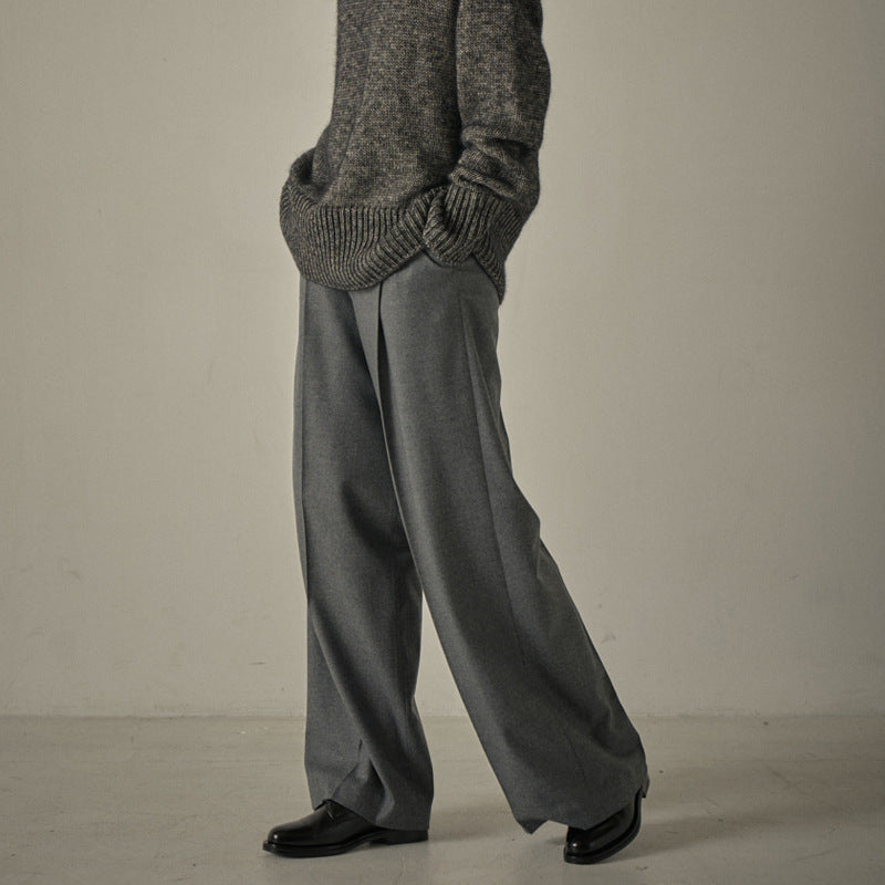 Center pressed wide pants