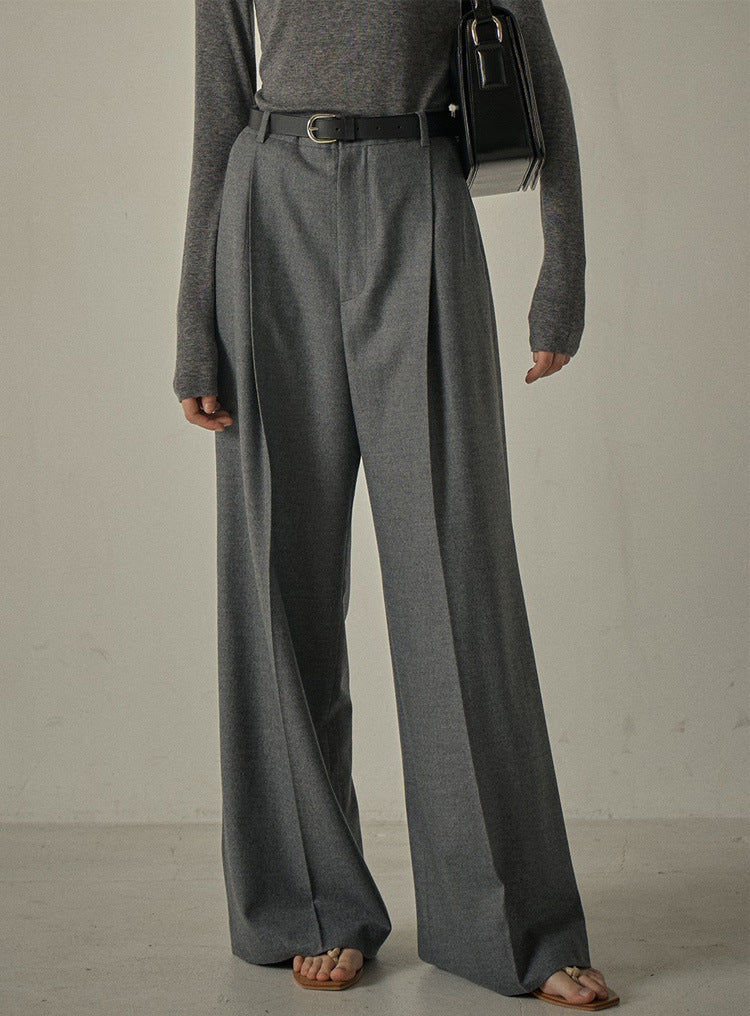 Center pressed wide pants