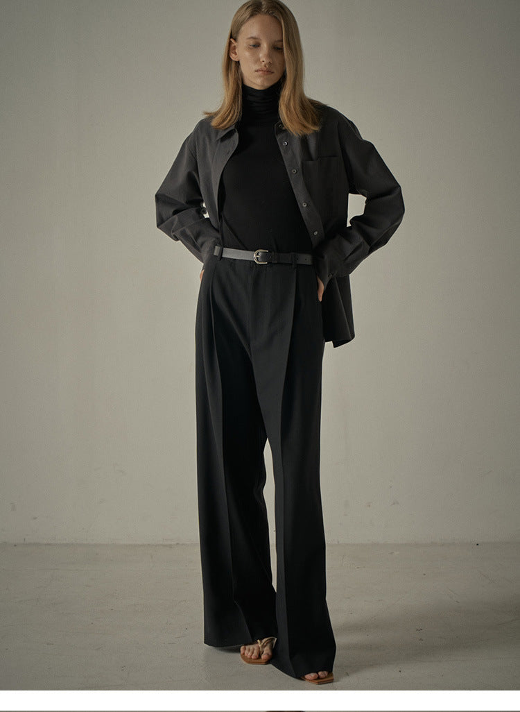 Center pressed wide pants