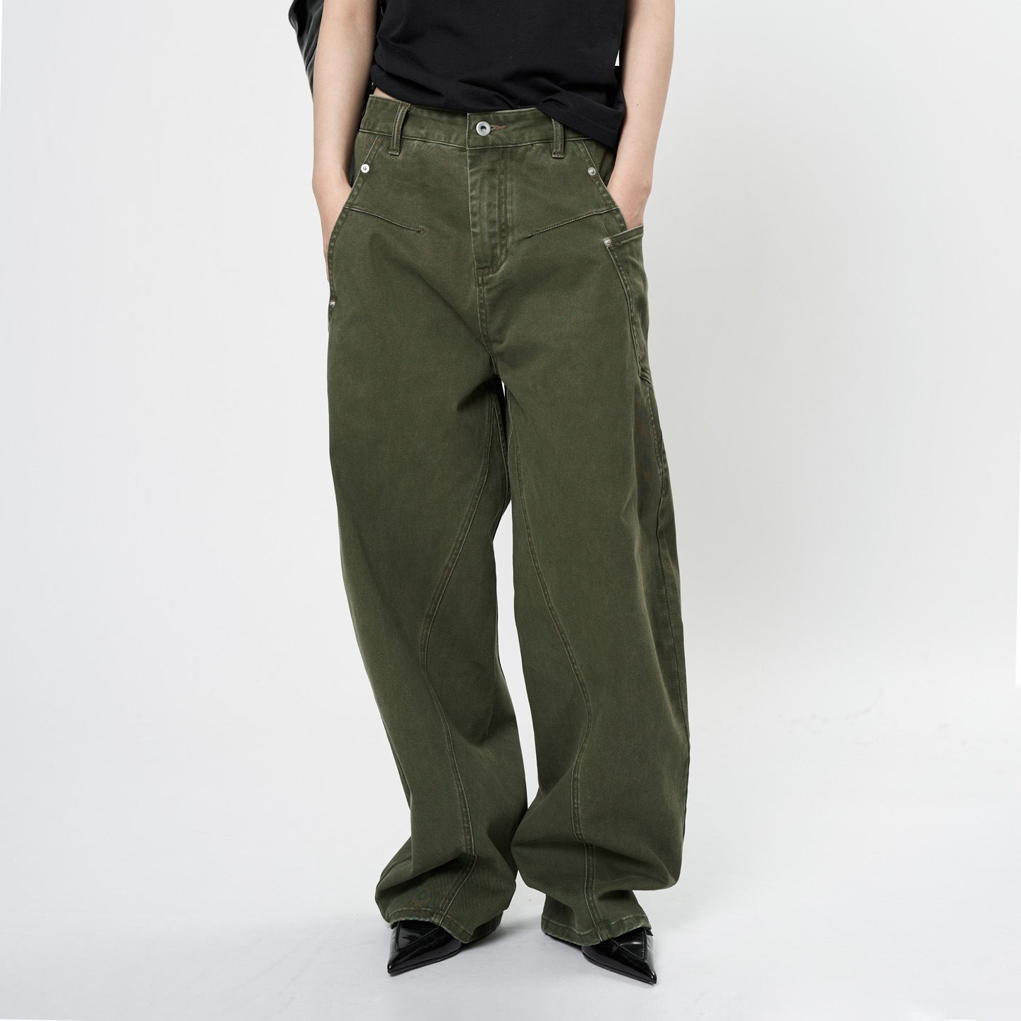 Baggy Khaki Cotton Pants
