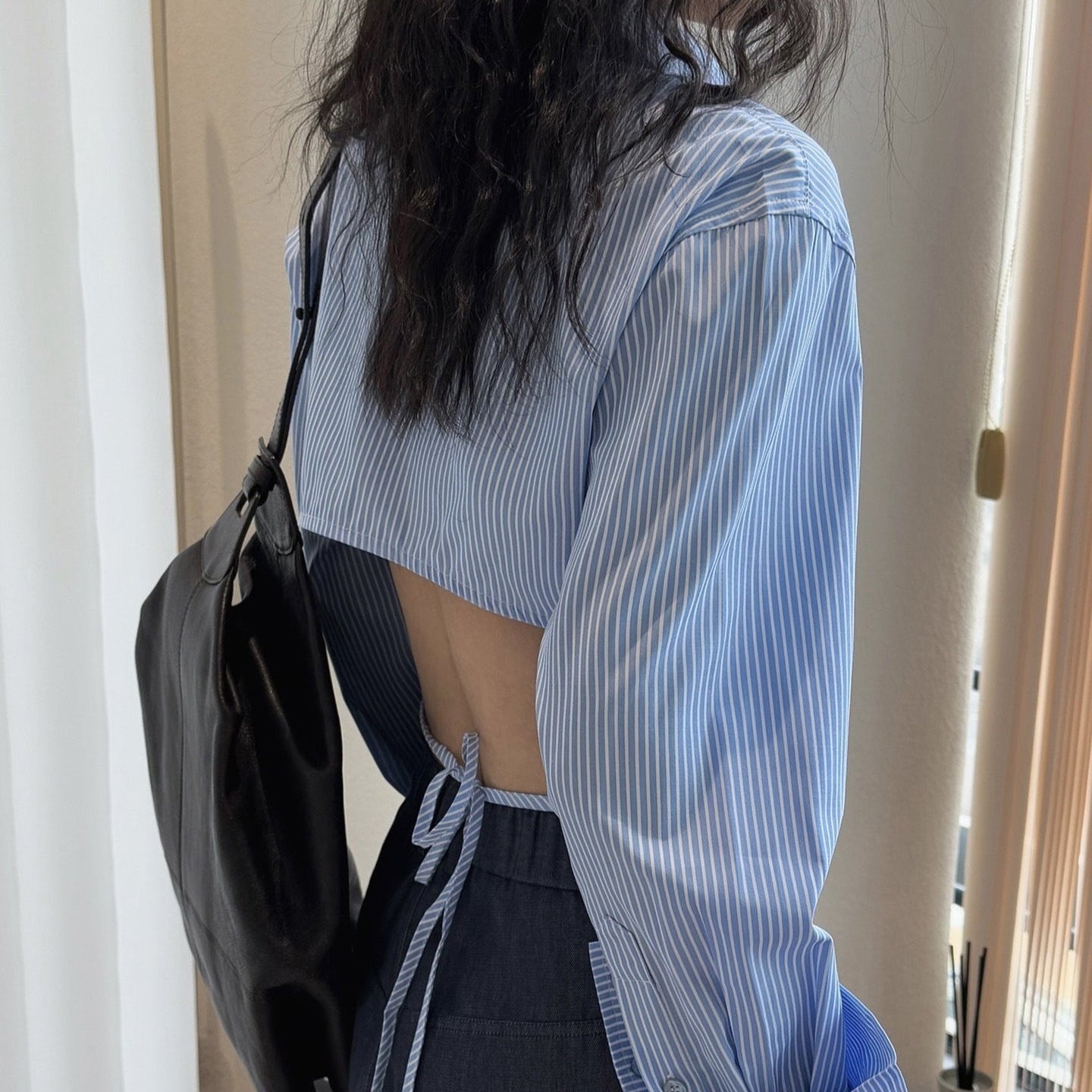 Backless Stripe Blouse