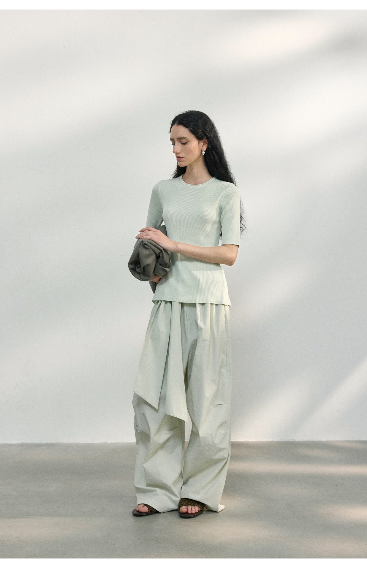 Back Cut-Out Ribbed Knit Top
