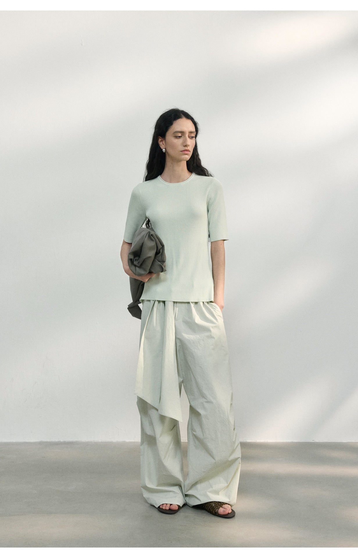 Back Cut-Out Ribbed Knit Top