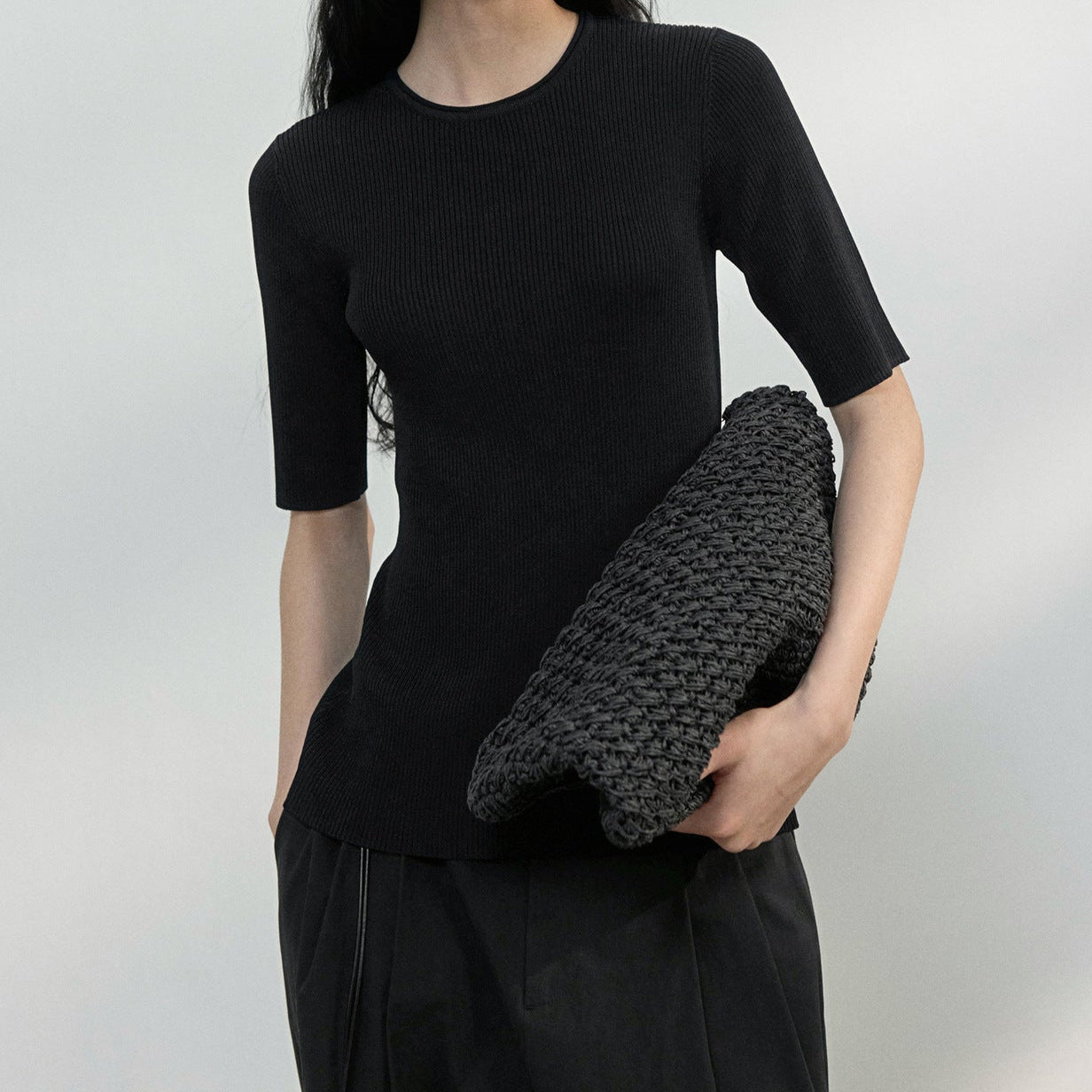 Back Cut-Out Ribbed Knit Top